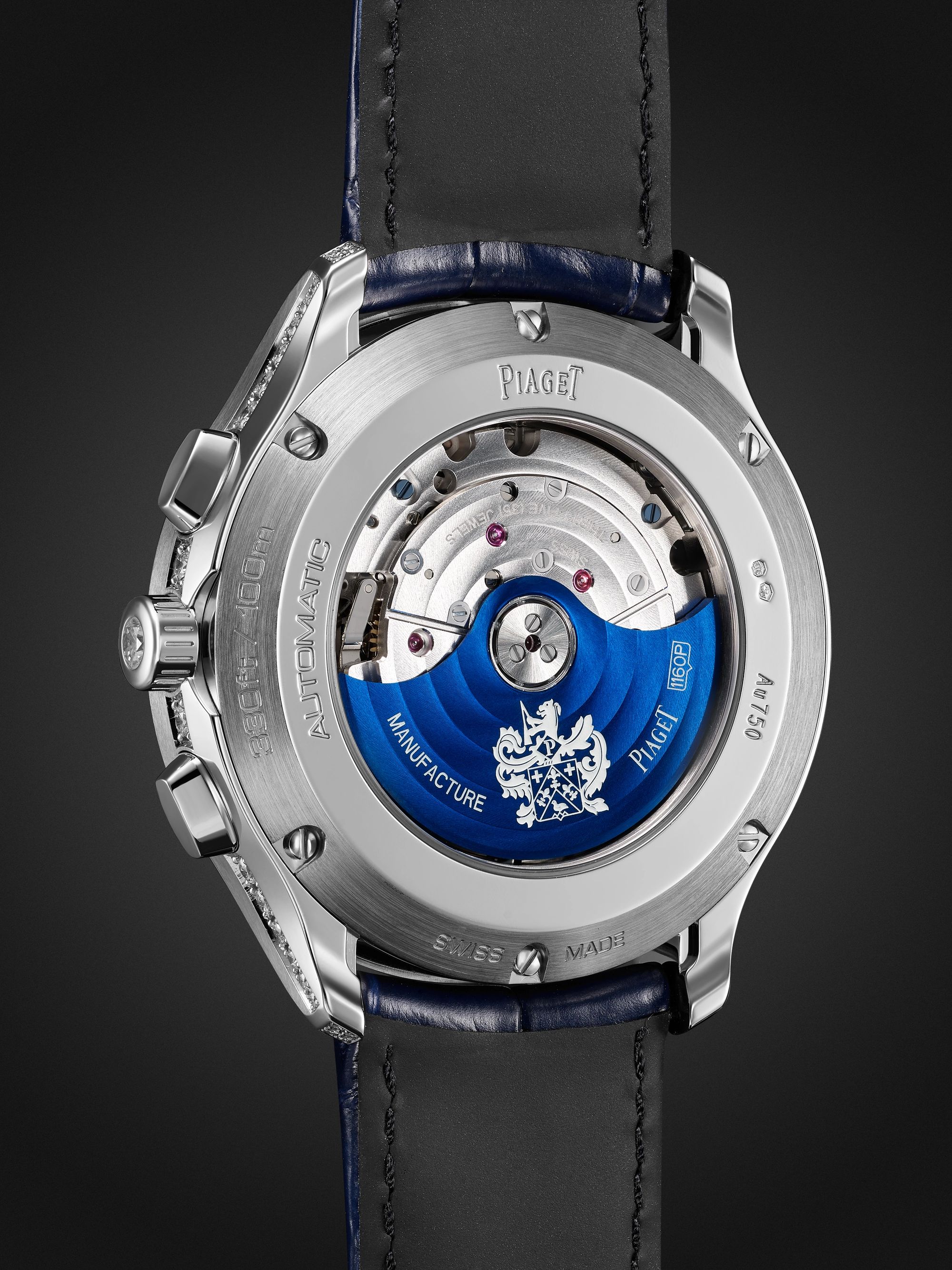 PIAGET Polo Automatic Chronograph 42mm 18-Karat White Gold, Alligator and Diamond Watch, Ref. No. G046049