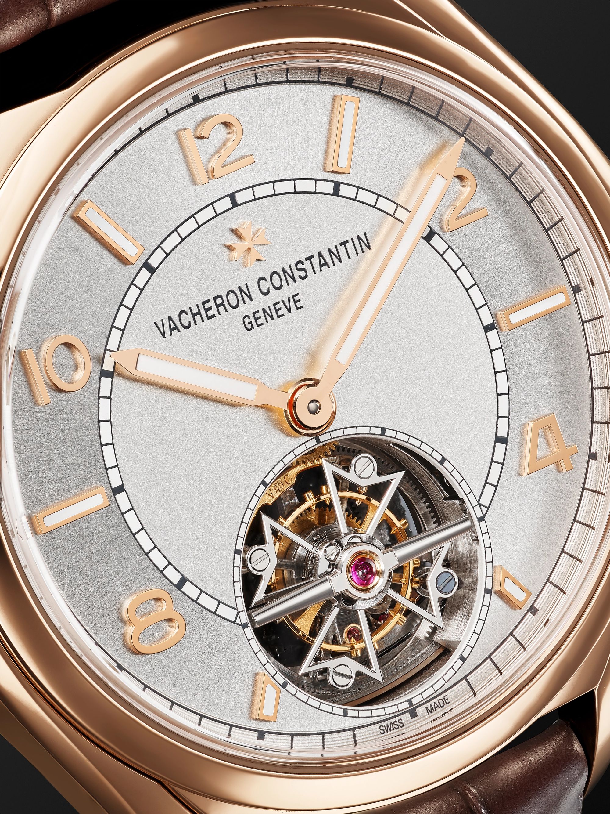 VACHERON CONSTANTIN Fiftysix Automatic Tourbillon 41mm 18-Karat Pink Gold and Alligator Watch, Ref. No. 6000E/000R-B488