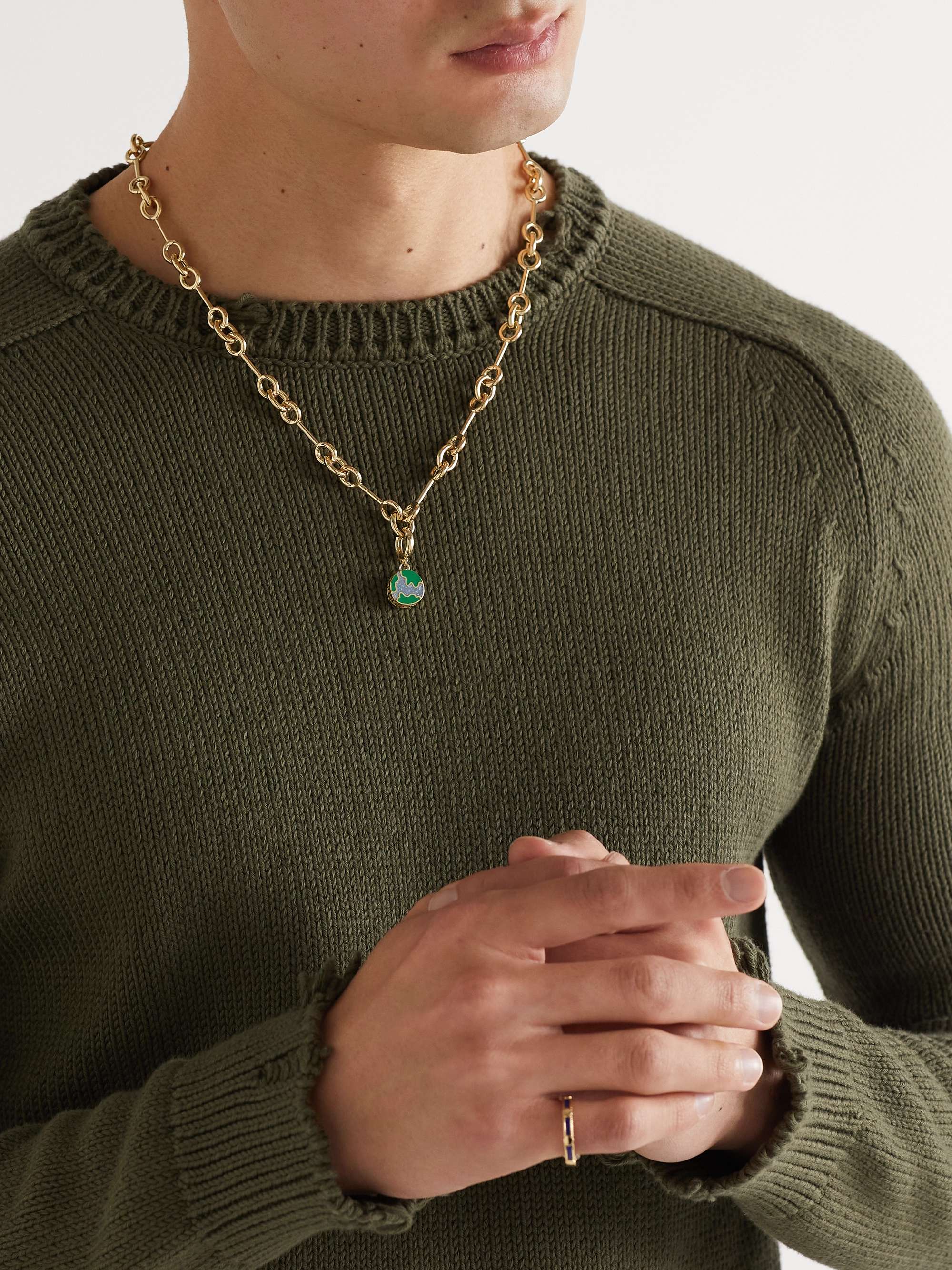 LAUREN RUBINSKI Gold and Enamel Pendant Necklace