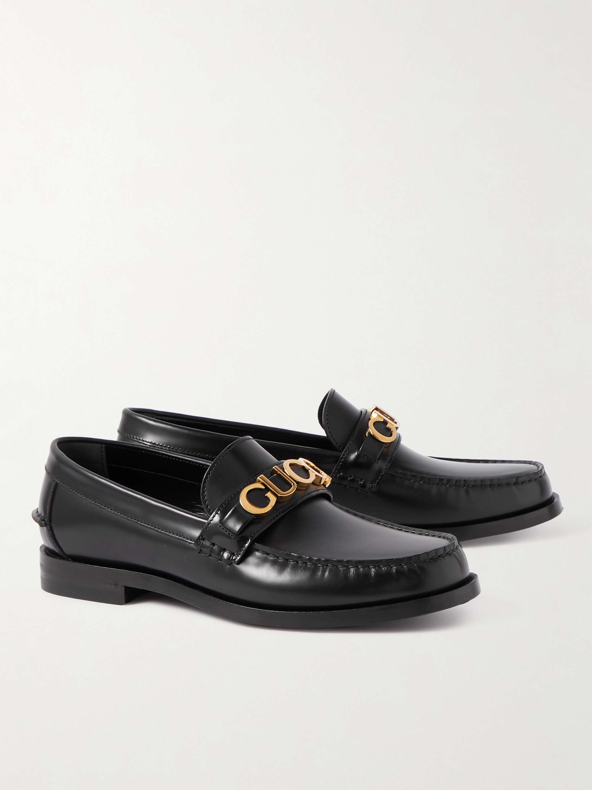 GUCCI LogoEmbellished Leather Loafers MR PORTER