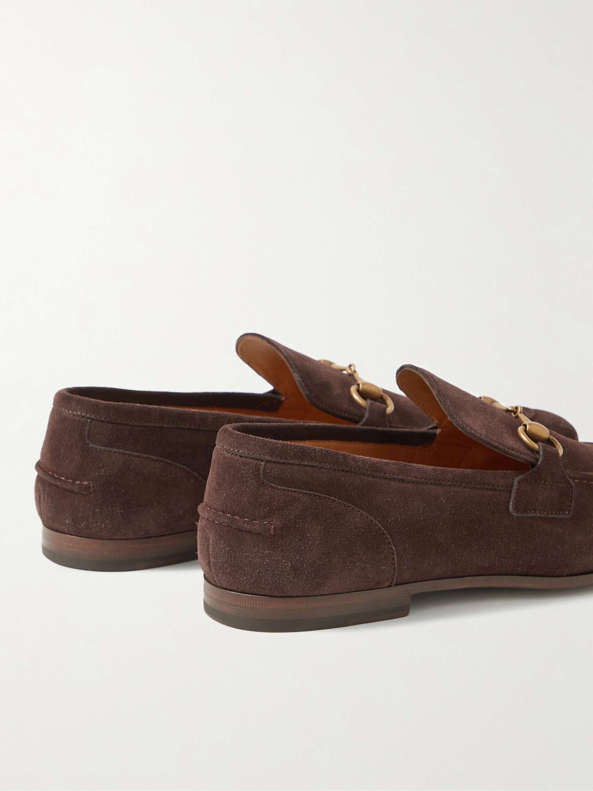 GUCCI Jordaan Horsebit Suede Loafers