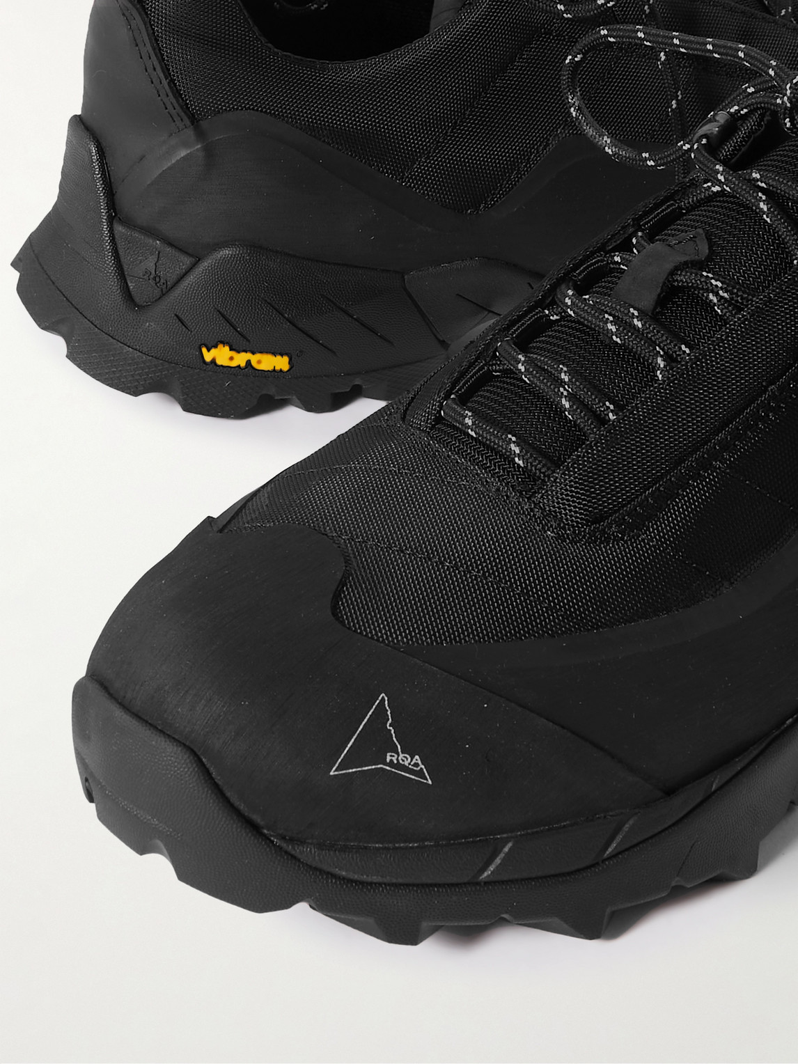 Shop Roa Katharina Rubber And Leather-trimmed Mesh Hiking Sneakers In Black
