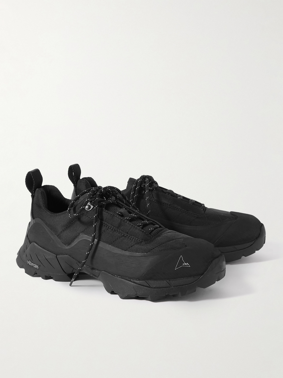 Shop Roa Katharina Rubber And Leather-trimmed Mesh Hiking Sneakers In Black