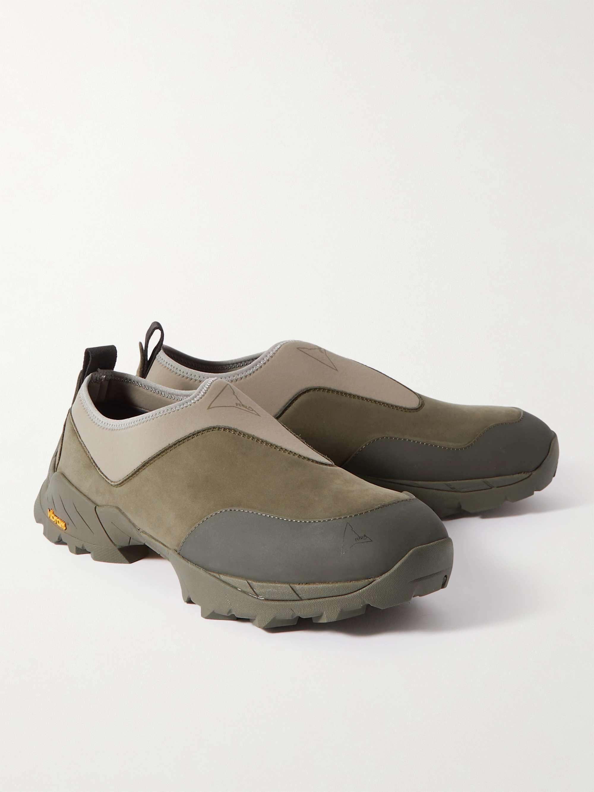 Green Neoprene and Rubber-Trimmed Suede Slip-On Sneakers | ROA | MR PORTER