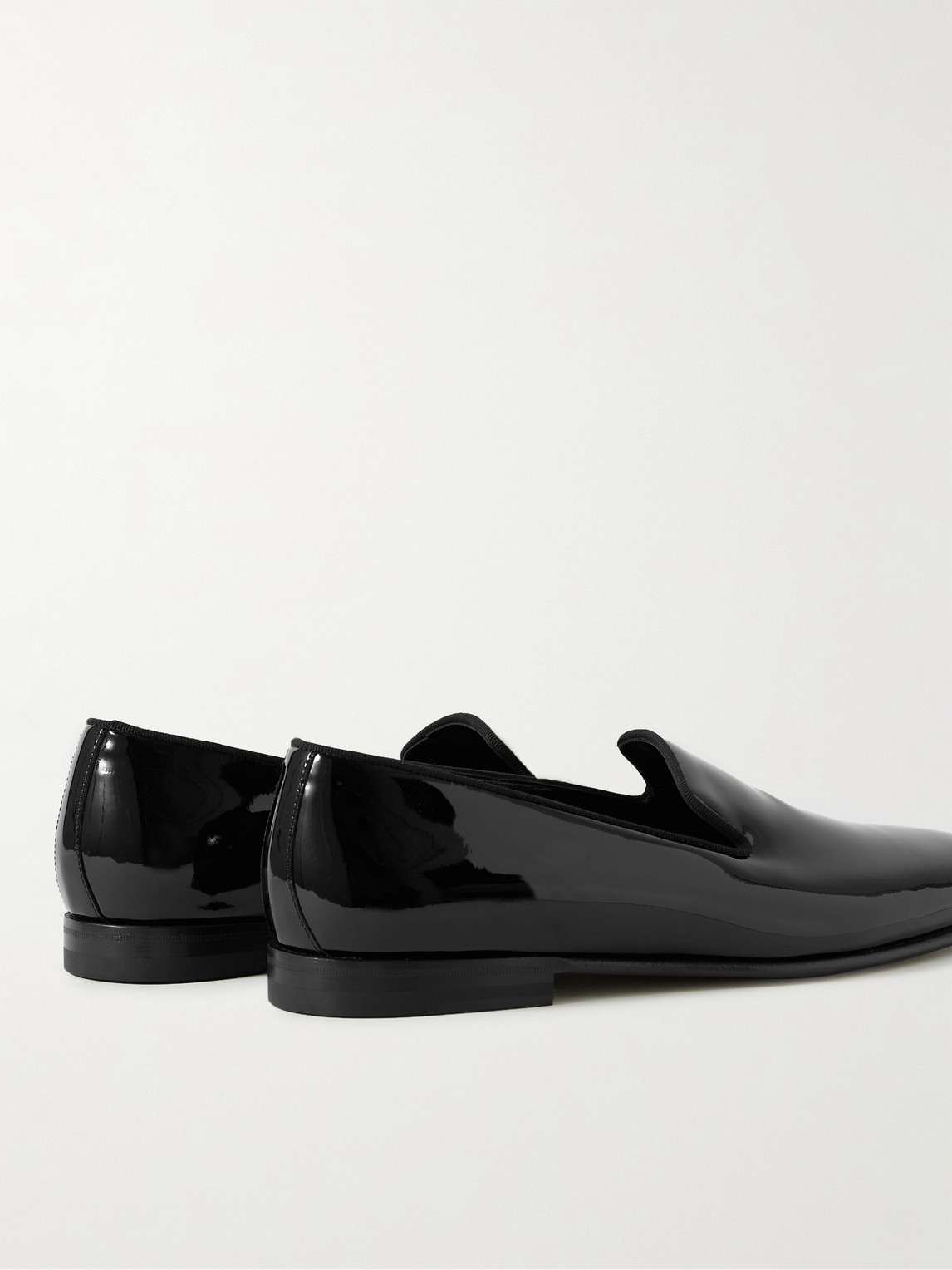 Manolo Blahnik Mario Grosgrain-trimmed Patent-leather Loafers In Black