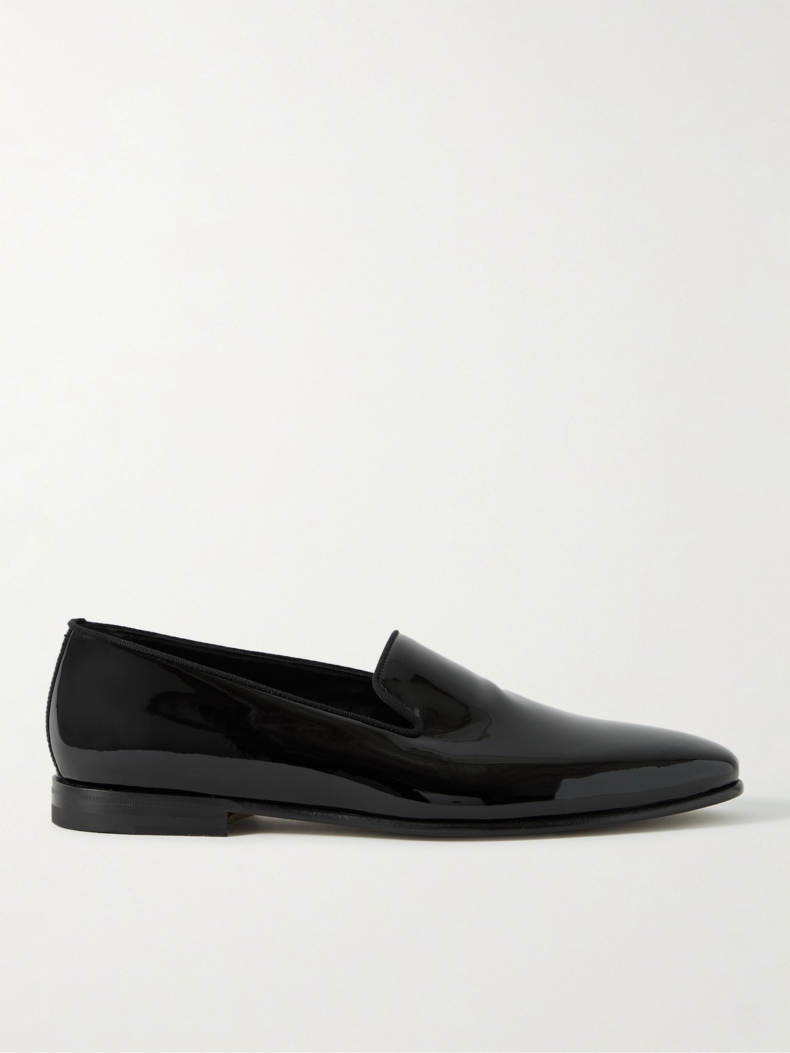 Manolo Blahnik Mario Grosgrain-Trimmed Patent-Leather Loafers - Men