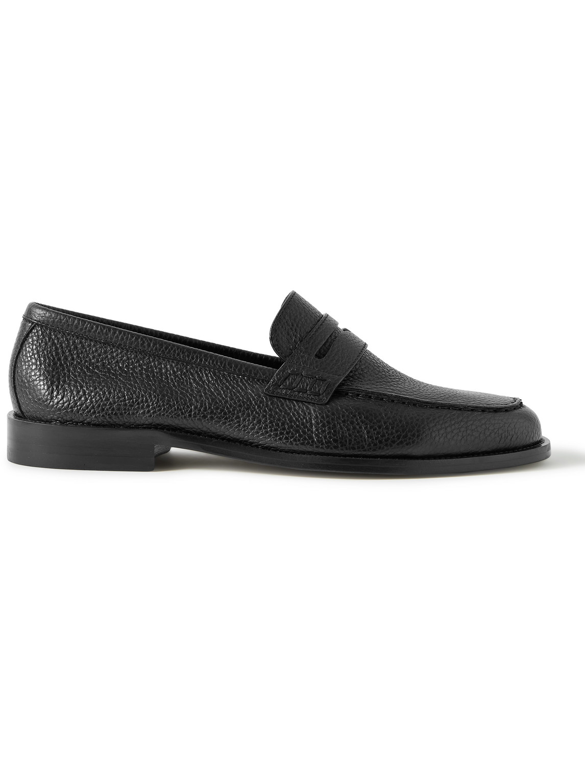 Manolo Blahnik Perry Full-grain Leather Penny Loafers In Black