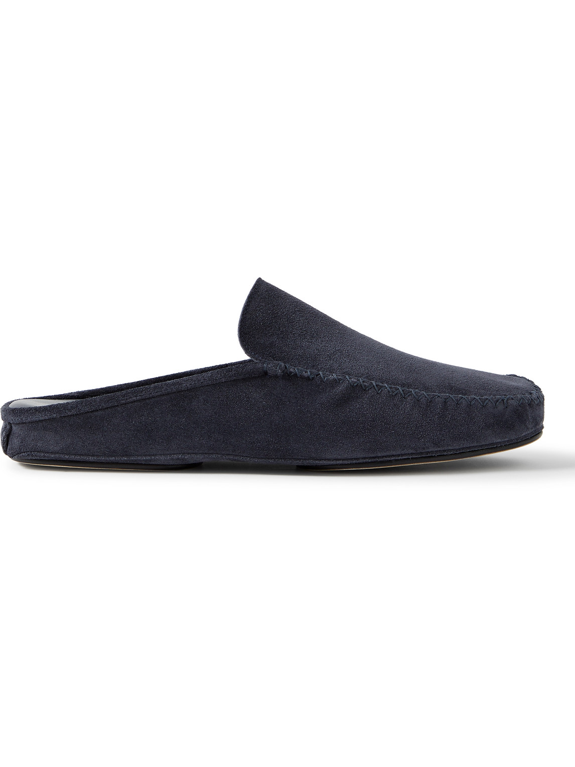 Manolo Blahnik Crawford Suede Slippers In Blue