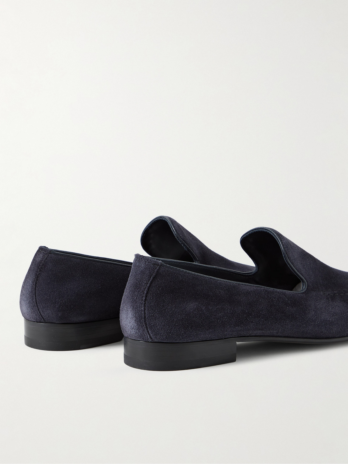 Shop Manolo Blahnik Truro Leather-trimmed Suede Loafers In Blue