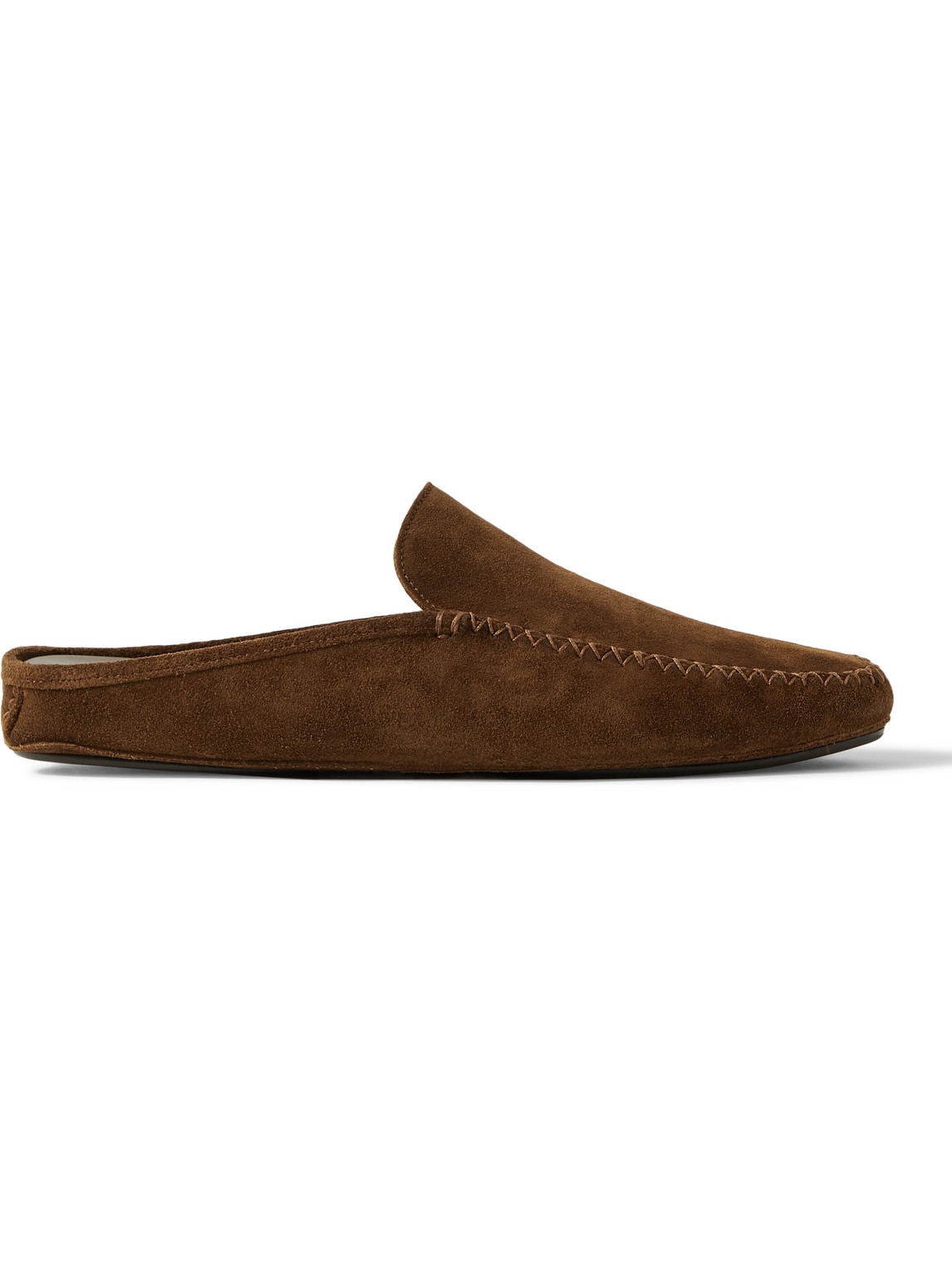 Manolo Blahnik Crawford Suede Slippers In Brown