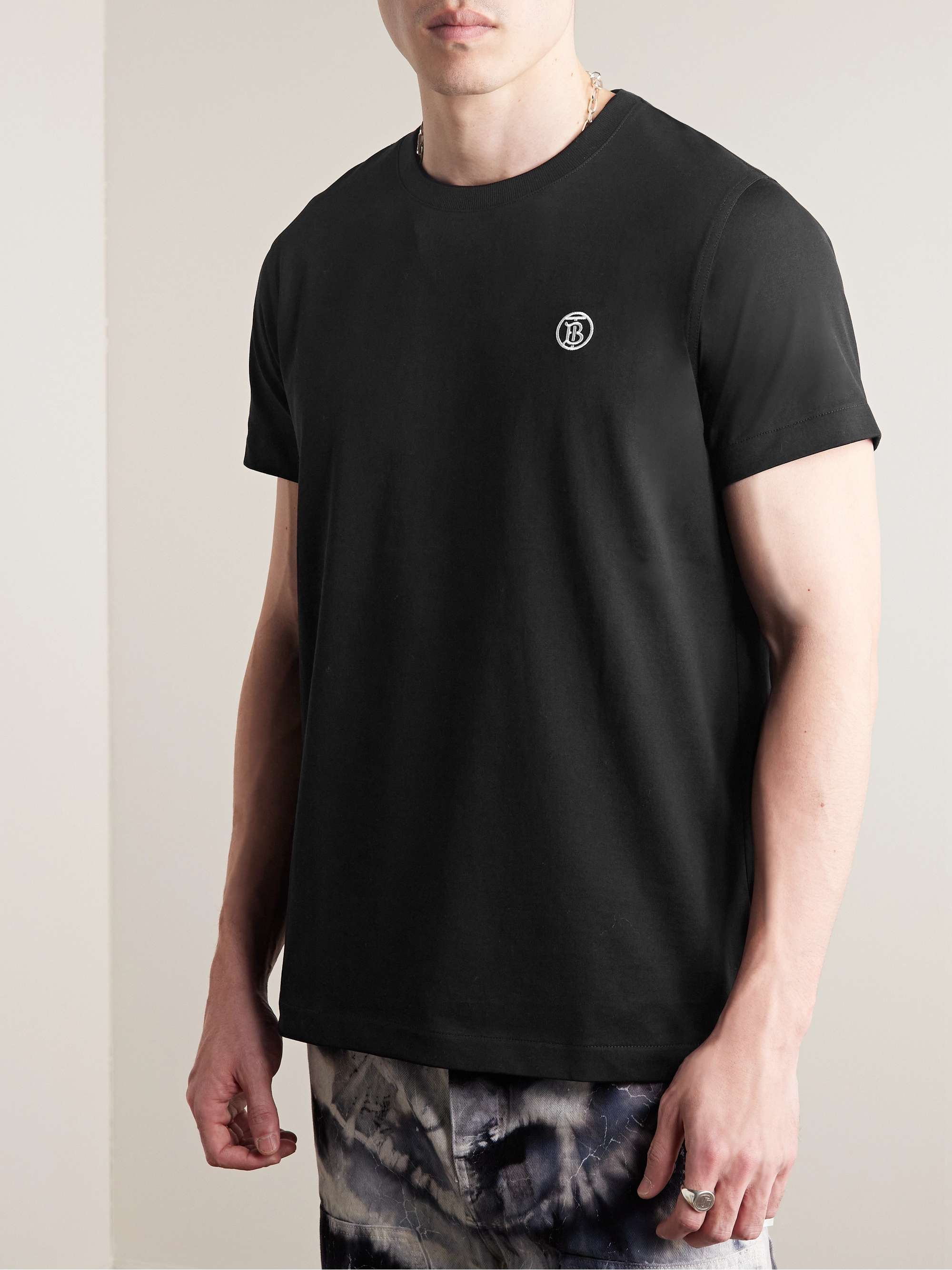 BURBERRY Logo-Embroidered Cotton-Jersey T-Shirt
