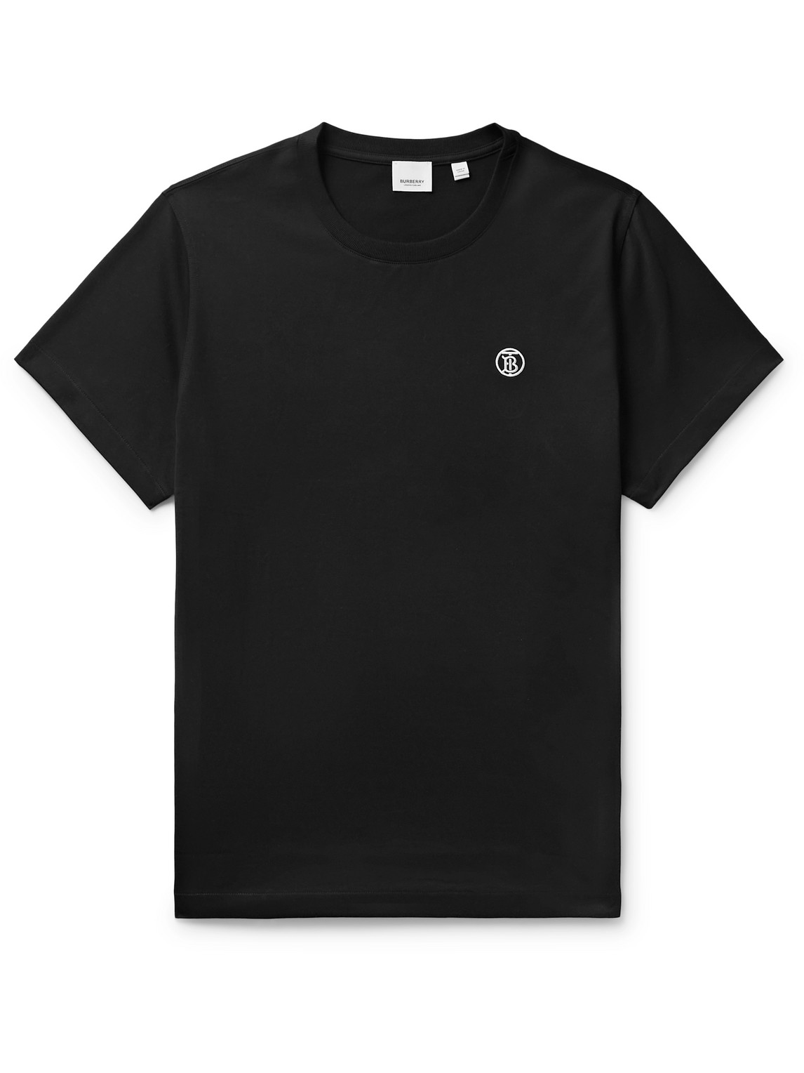 Shop Burberry Logo-embroidered Cotton-jersey T-shirt In Black