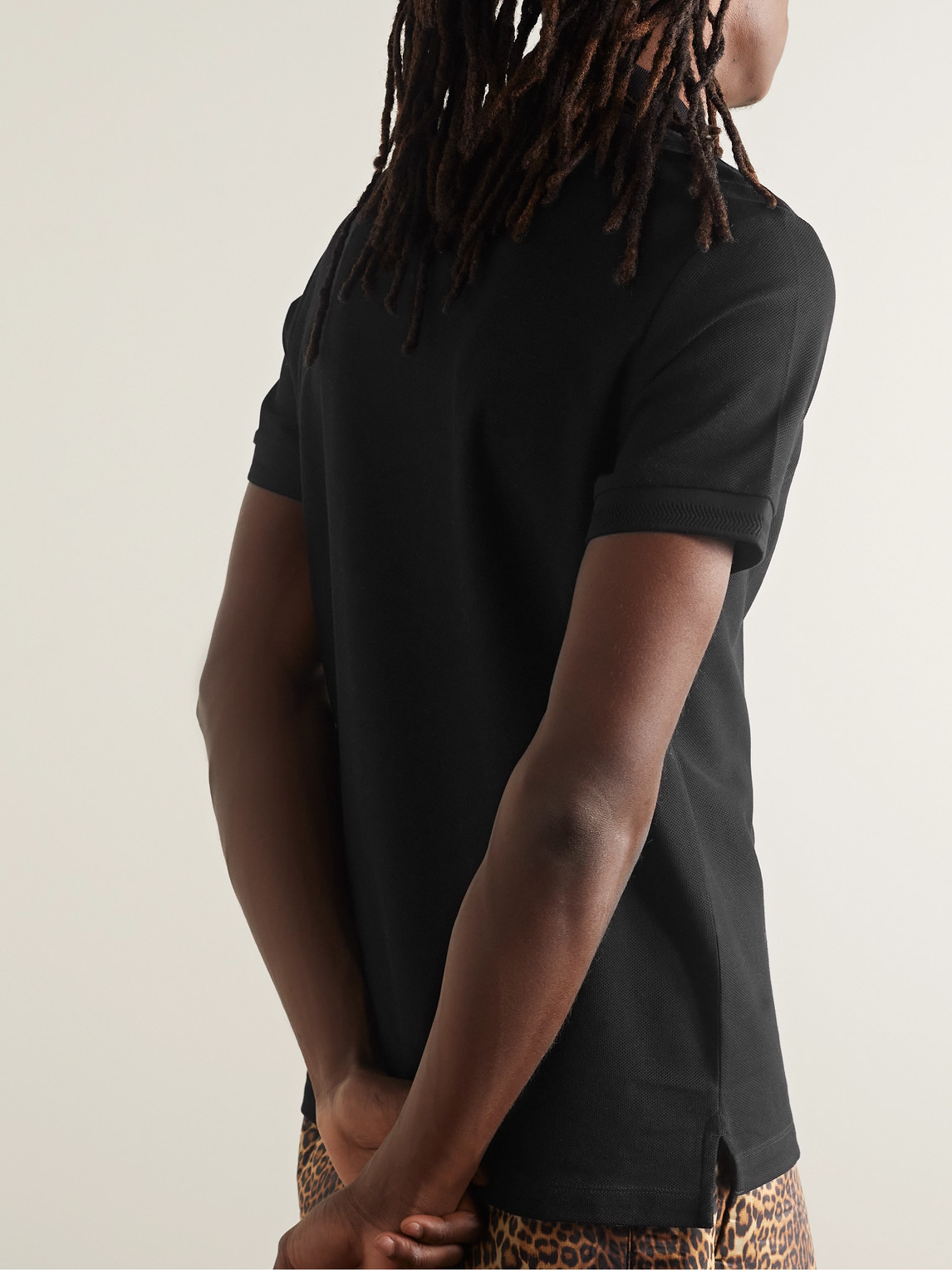 Shop Burberry Logo-embroidered Cotton-piqué Polo Shirt In Black