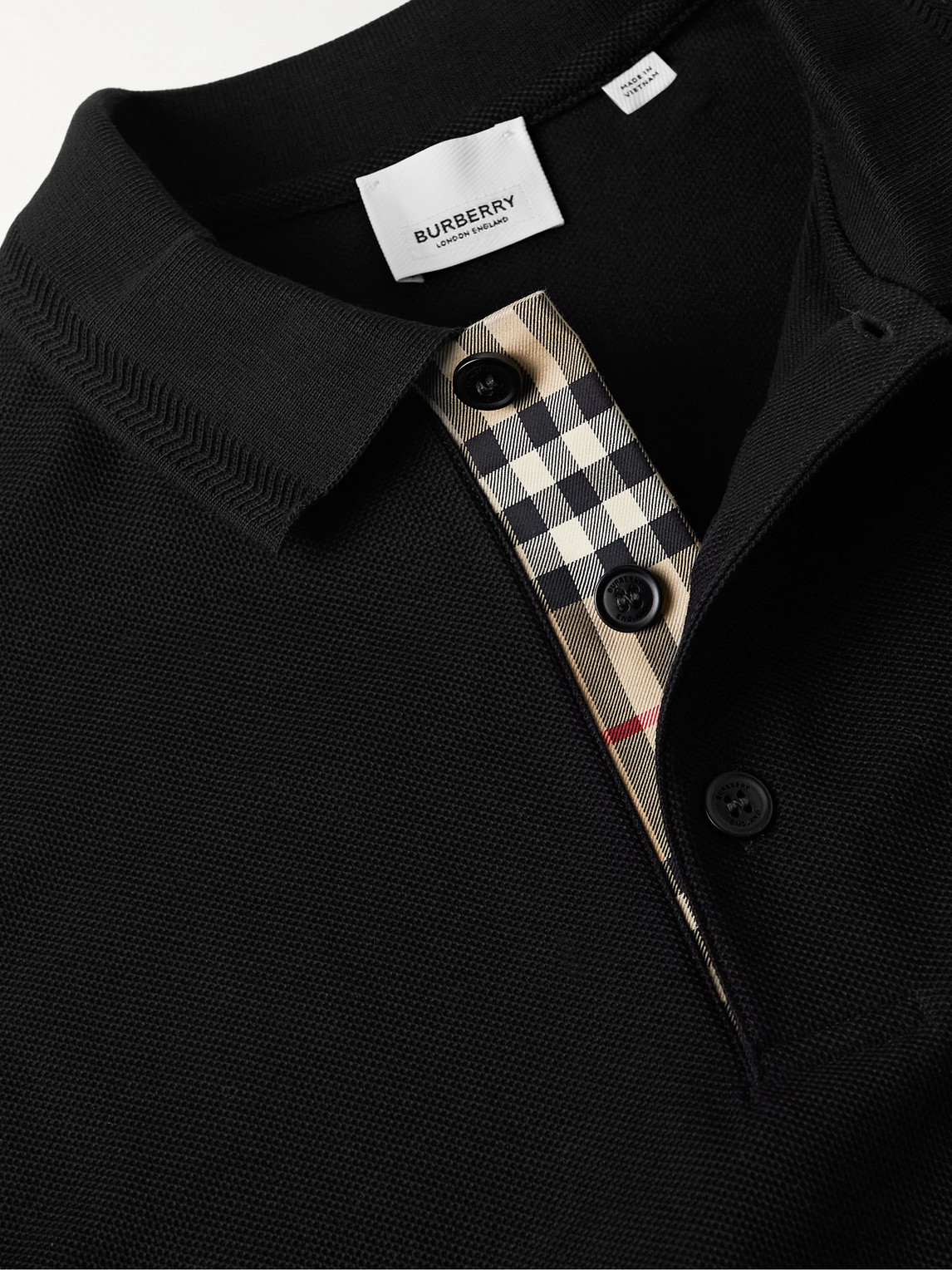 Shop Burberry Logo-embroidered Cotton-piqué Polo Shirt In Black