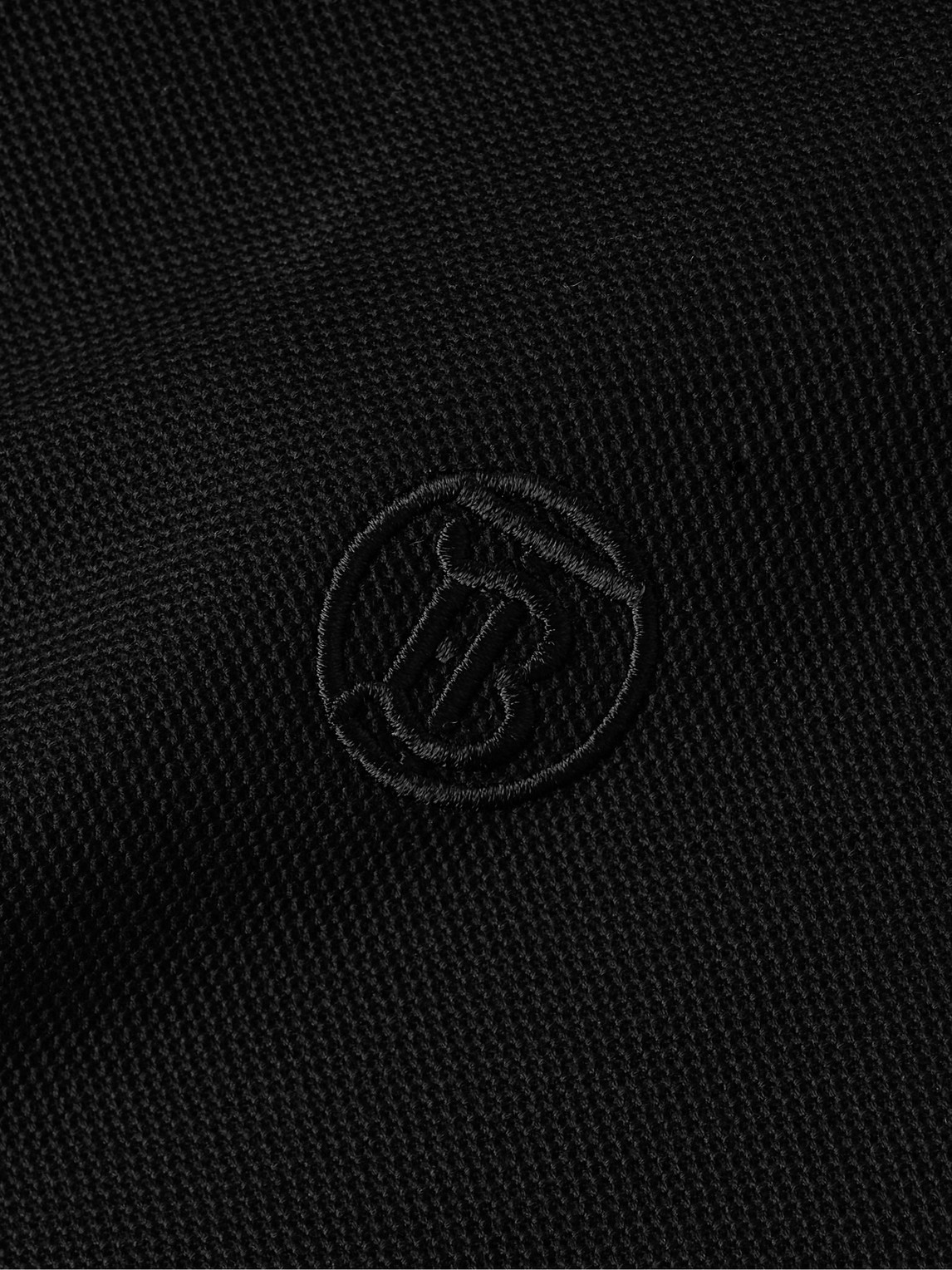 Shop Burberry Logo-embroidered Cotton-piqué Polo Shirt In Black