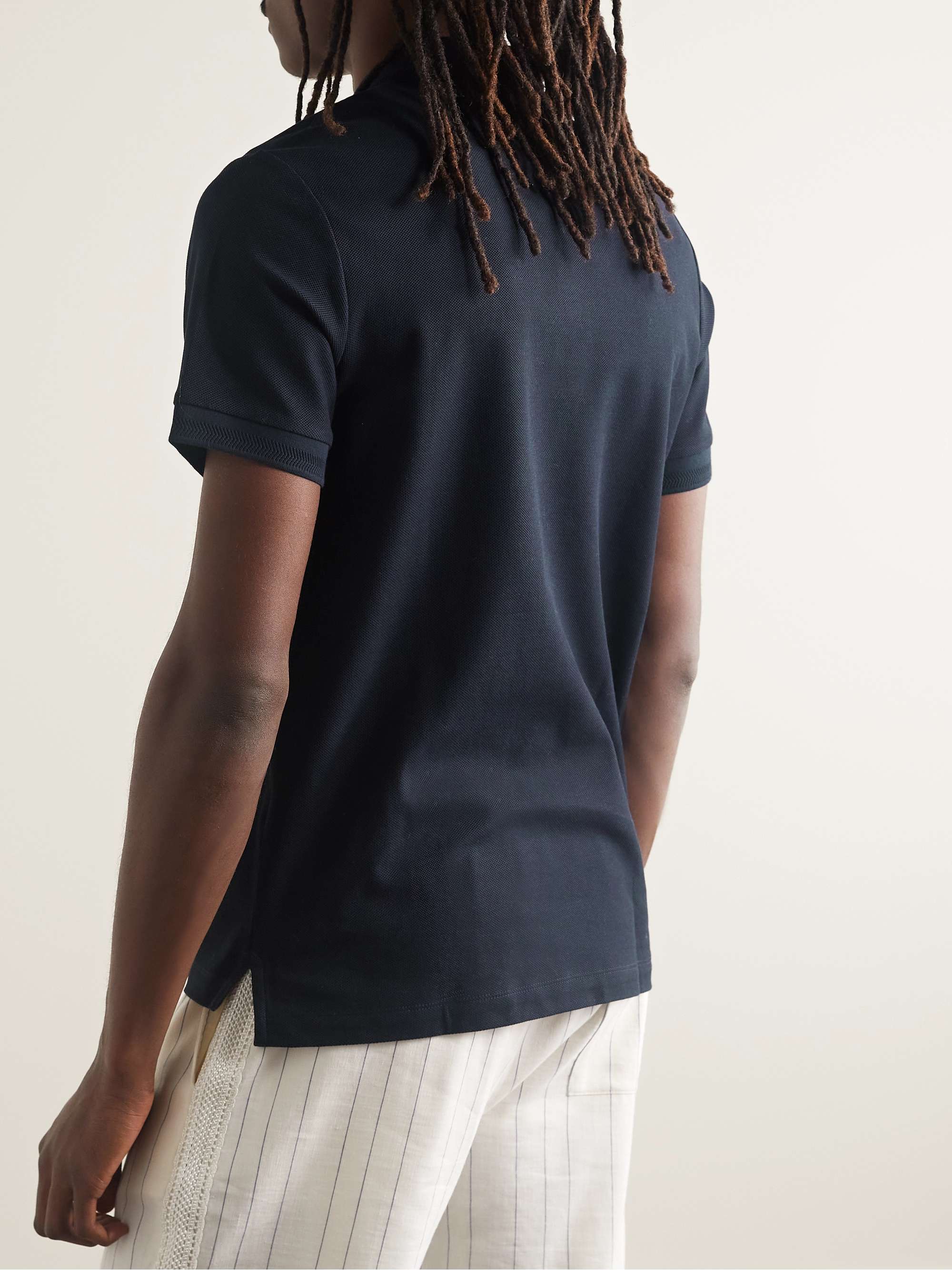 BURBERRY Logo-Embroidered Cotton-Piqué Polo Shirt