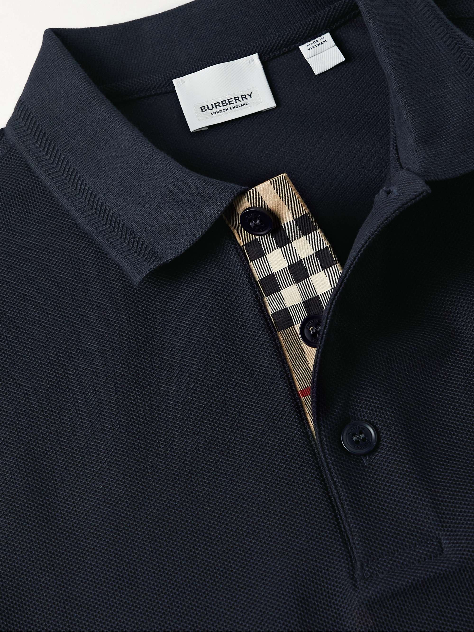 BURBERRY Logo-Embroidered Cotton-Piqué Polo Shirt