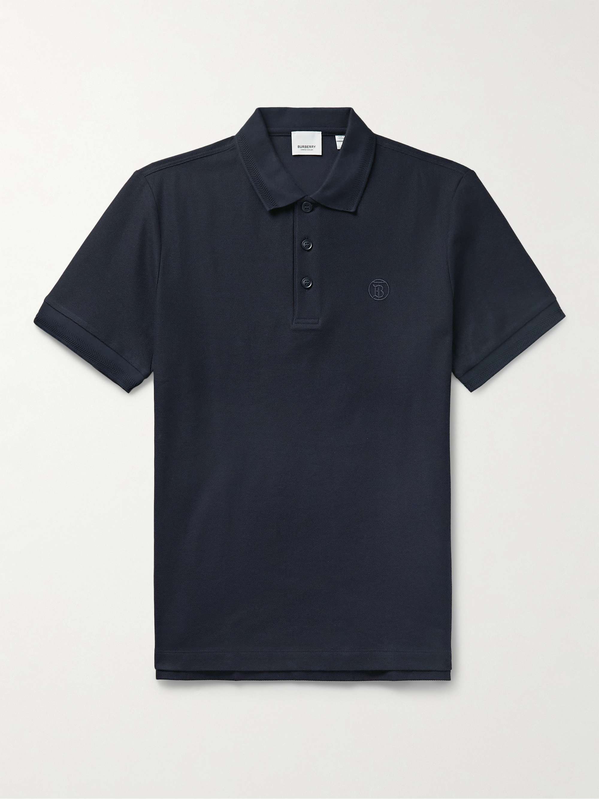 BURBERRY Logo-Embroidered Cotton-Pique Polo Shirt