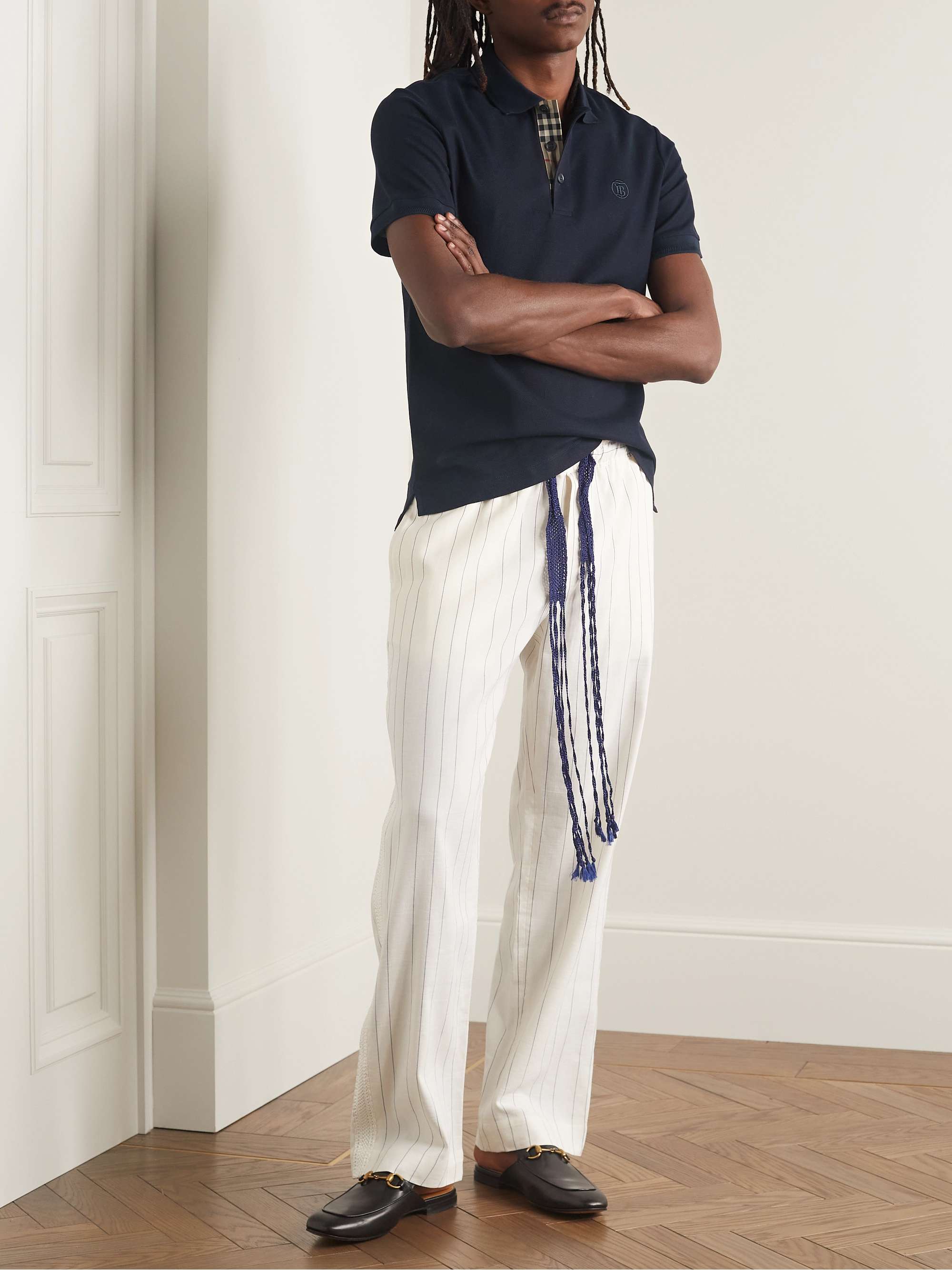 BURBERRY Logo-Embroidered Cotton-Piqué Polo Shirt