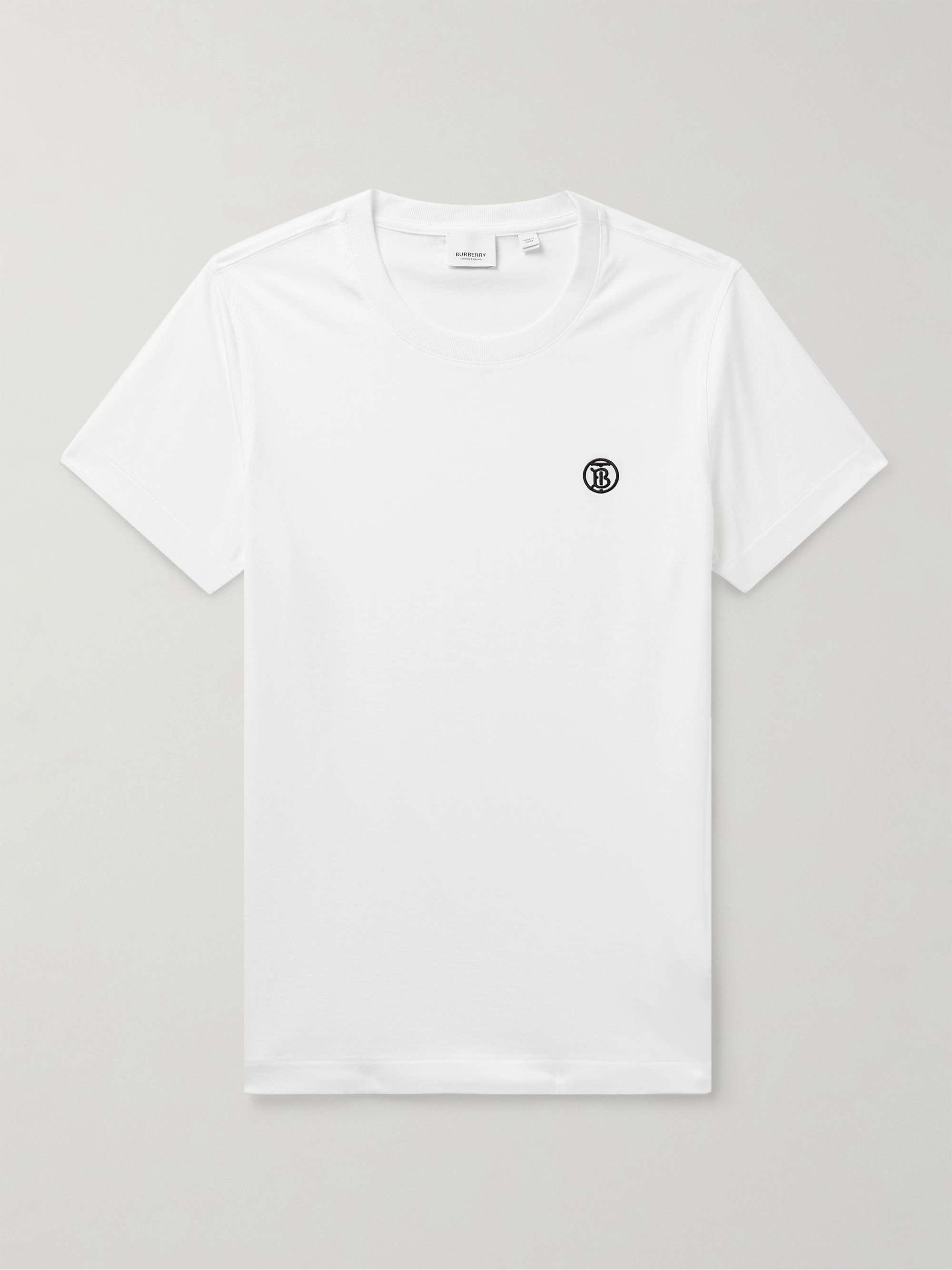 BURBERRY Slim-Fit Logo-Embroidered Cotton-Jersey T-Shirt