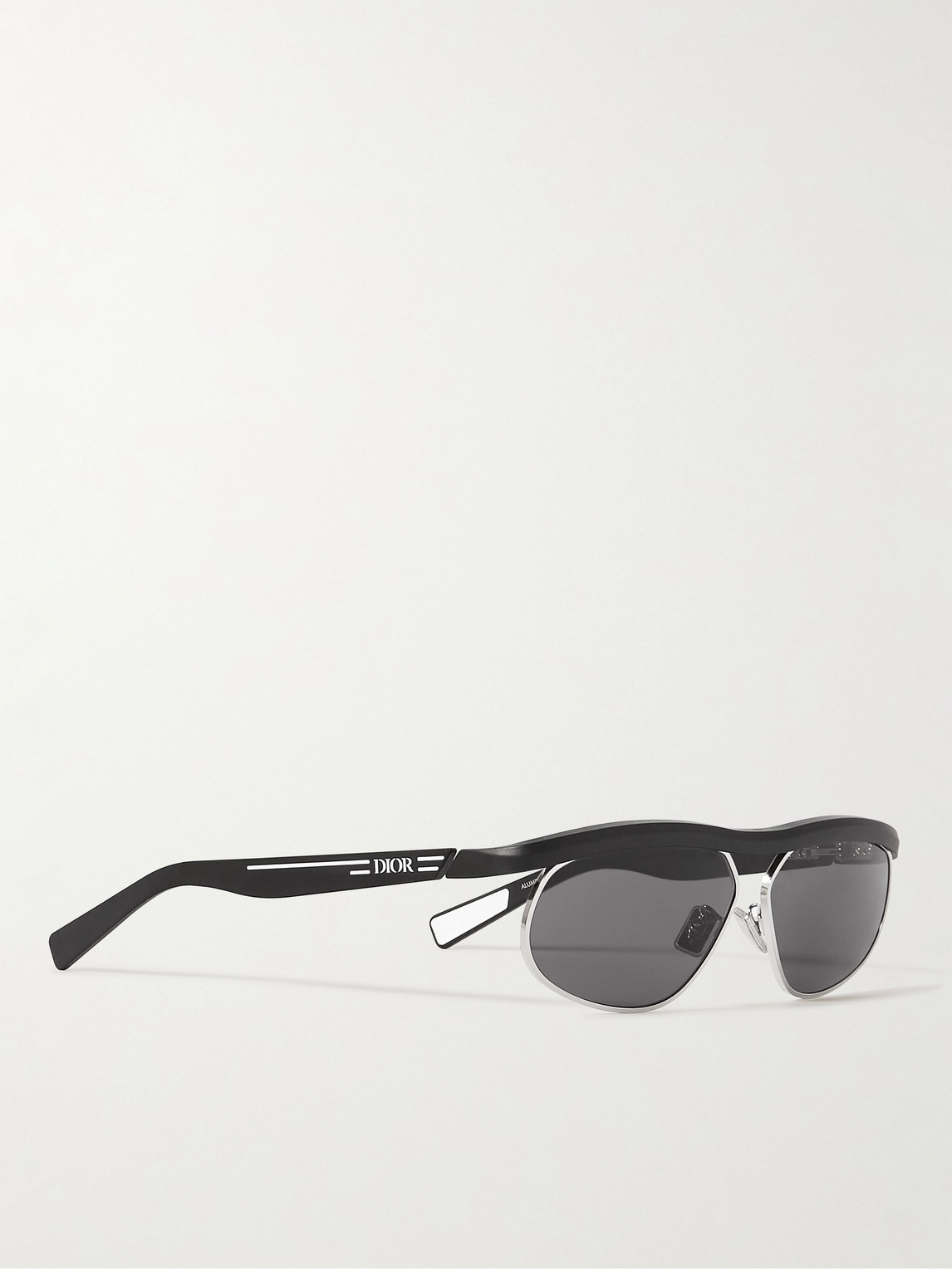 Dior Ider S1u Oval-frame Acetate And Silver-tone Sunglasses In Black