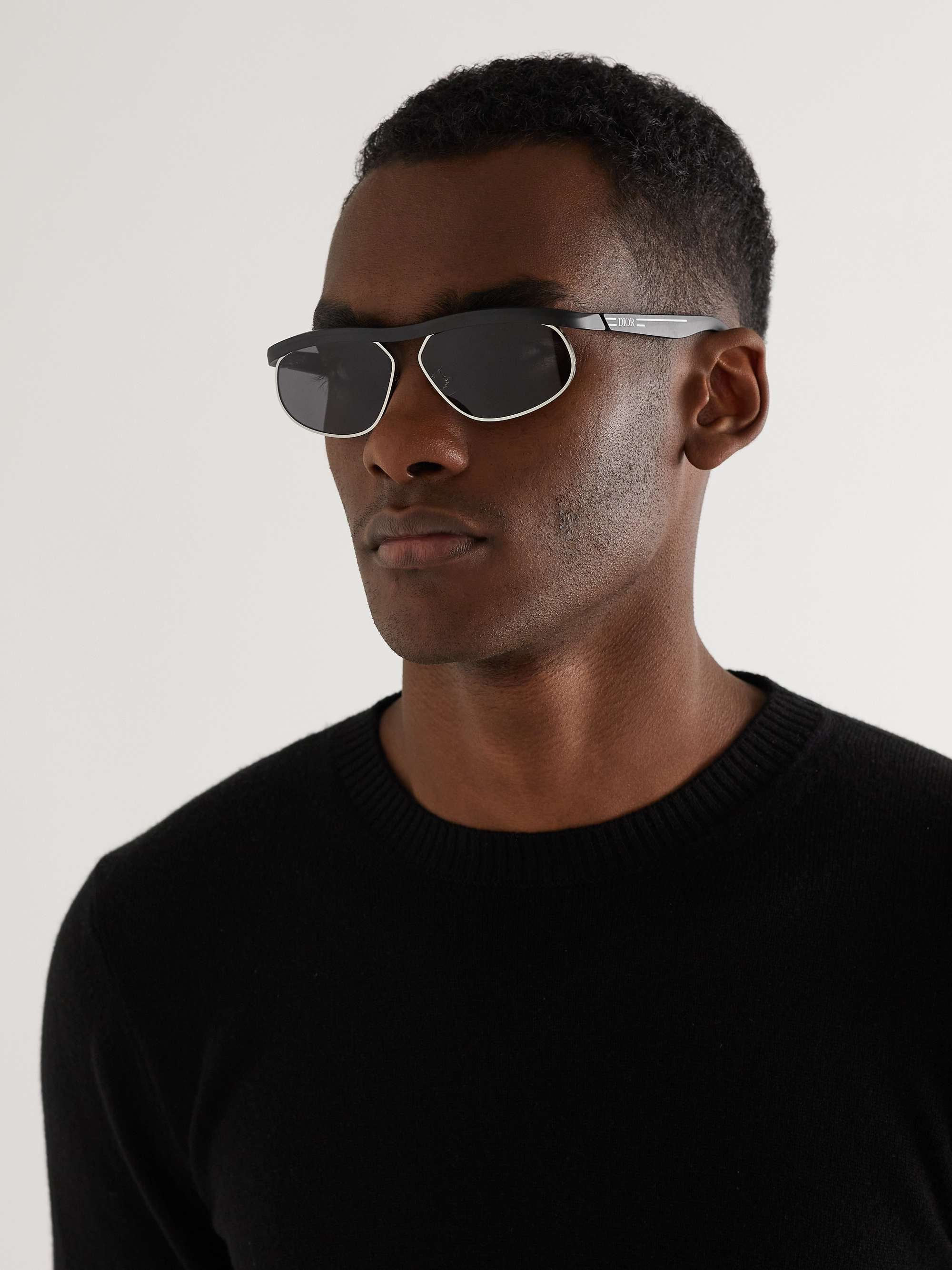 DIOR EYEWEAR DioRider S1U Oval-Frame Acetate and Silver-Tone Sunglasses