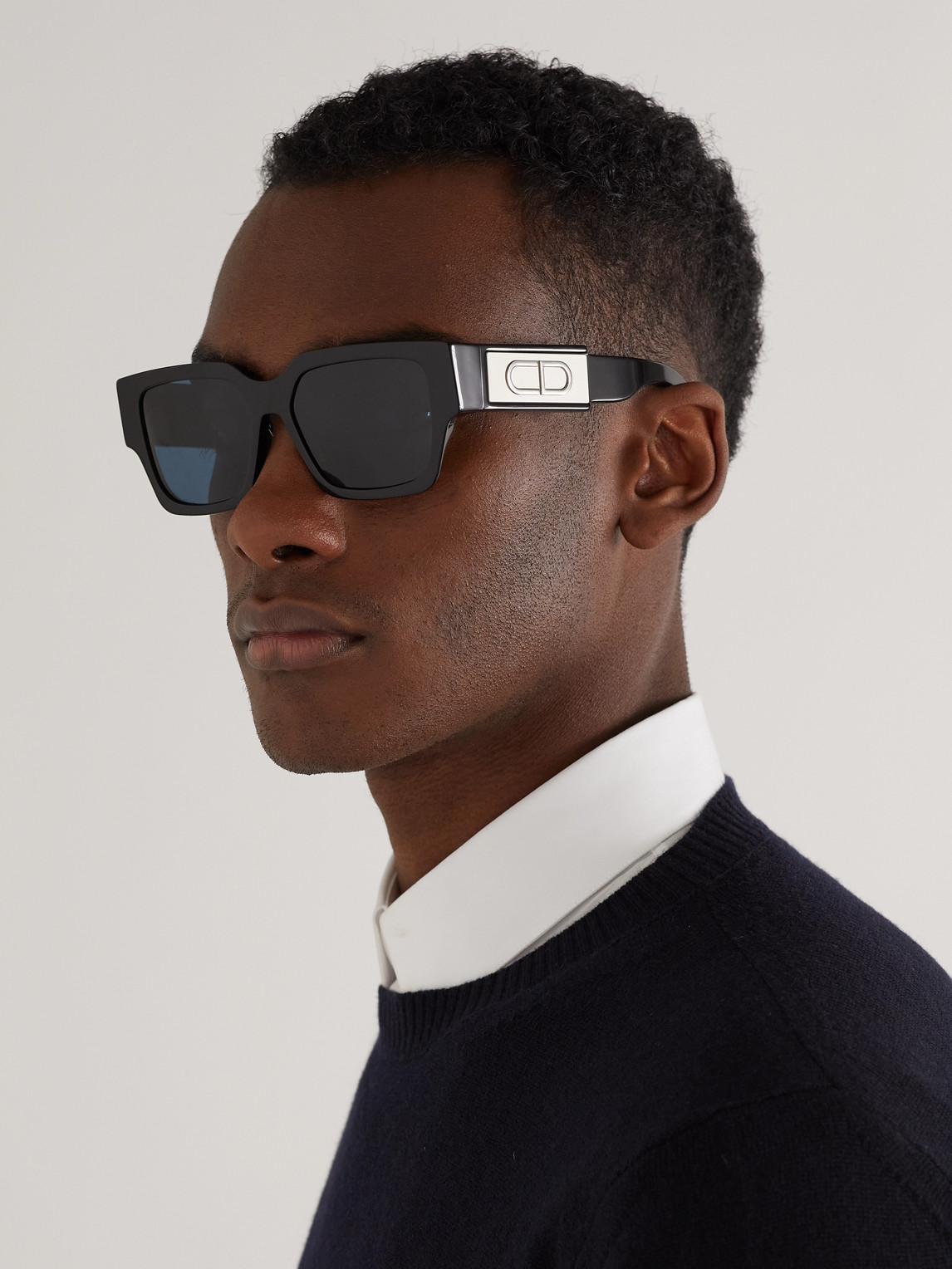 Dior Cd Su Square-frame Acetate And Silver-tone Sunglasses In Black