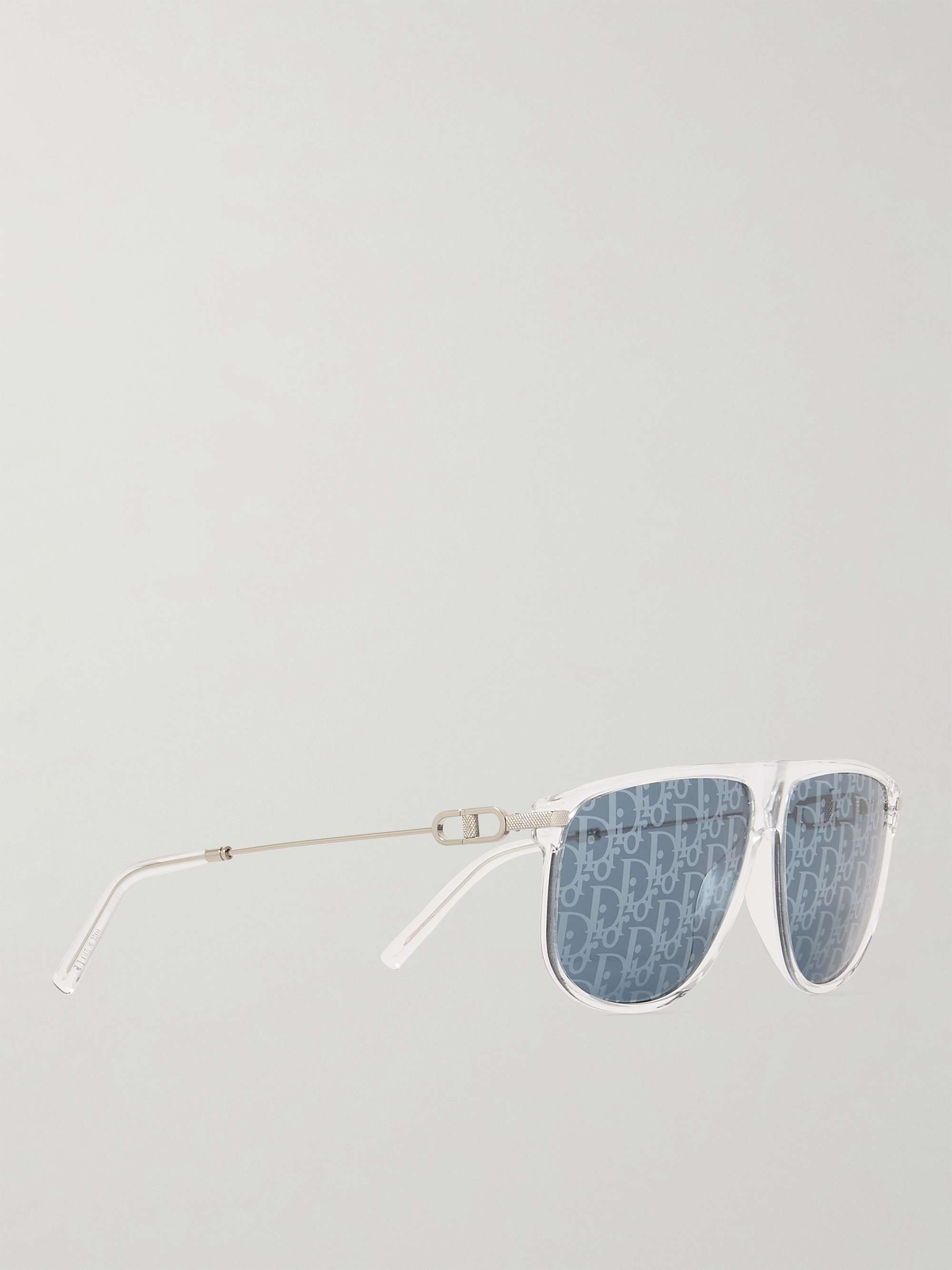 DiorBlackSuit S2U Silver Metal Square Glasses with Blue Light