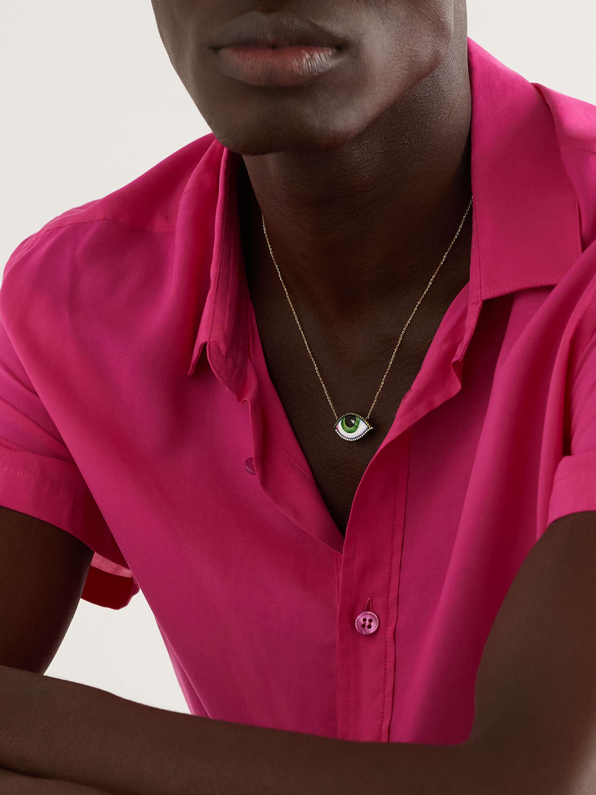 LITO Grand Bleu Blackened White Gold, Diamond, Ruby and Enamel Necklace