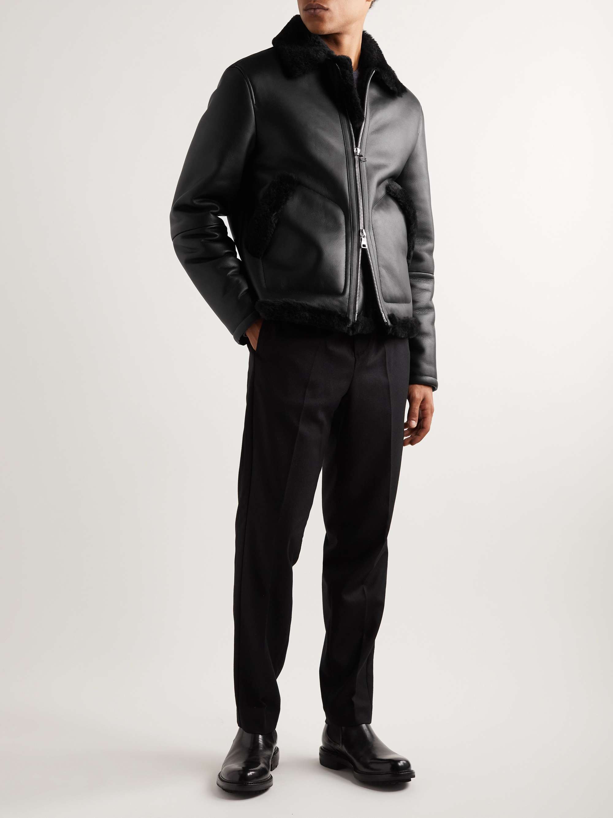 MR P. Shearling-Lined Nappa Leather Trucker Jacket