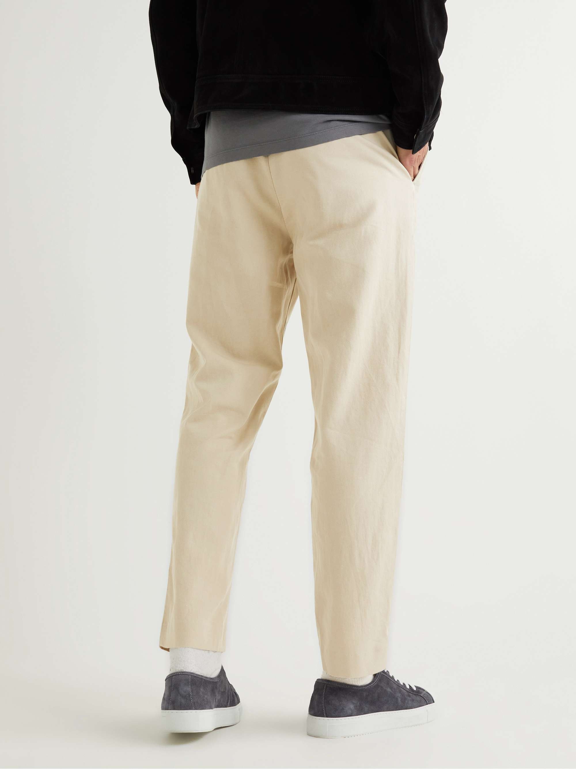 MR P. Cotton and Linen-Blend Twill Drawstring Trousers