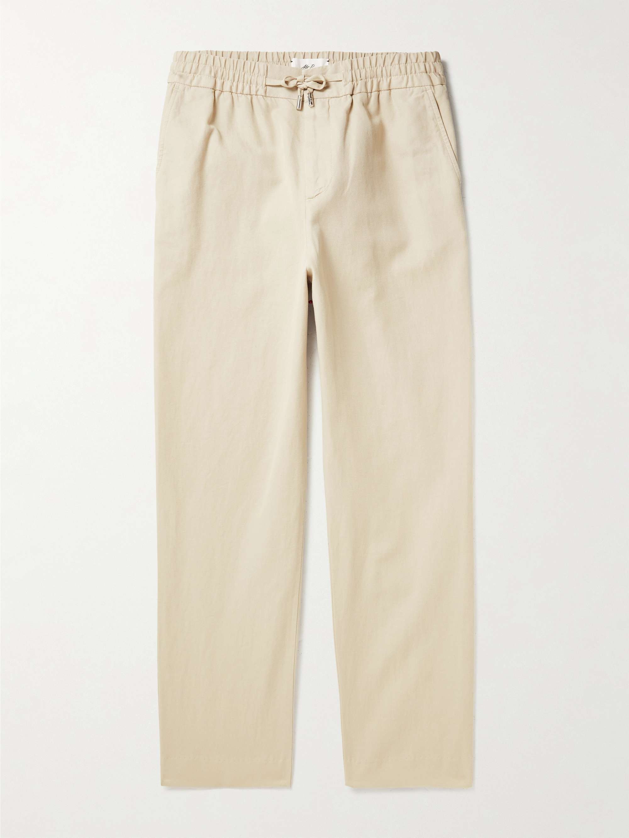 MR P. Cotton and Linen-Blend Twill Drawstring Trousers for Men