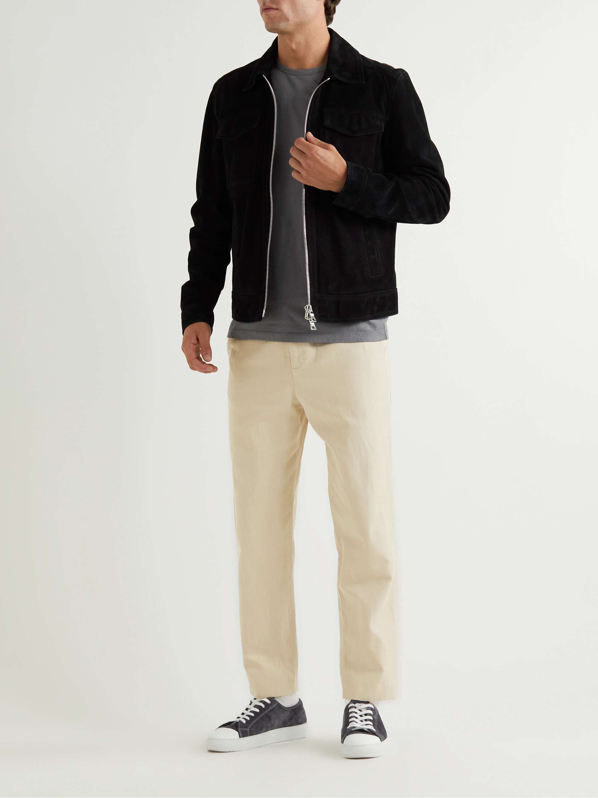 MR P. Cotton and Linen-Blend Twill Drawstring Trousers for Men