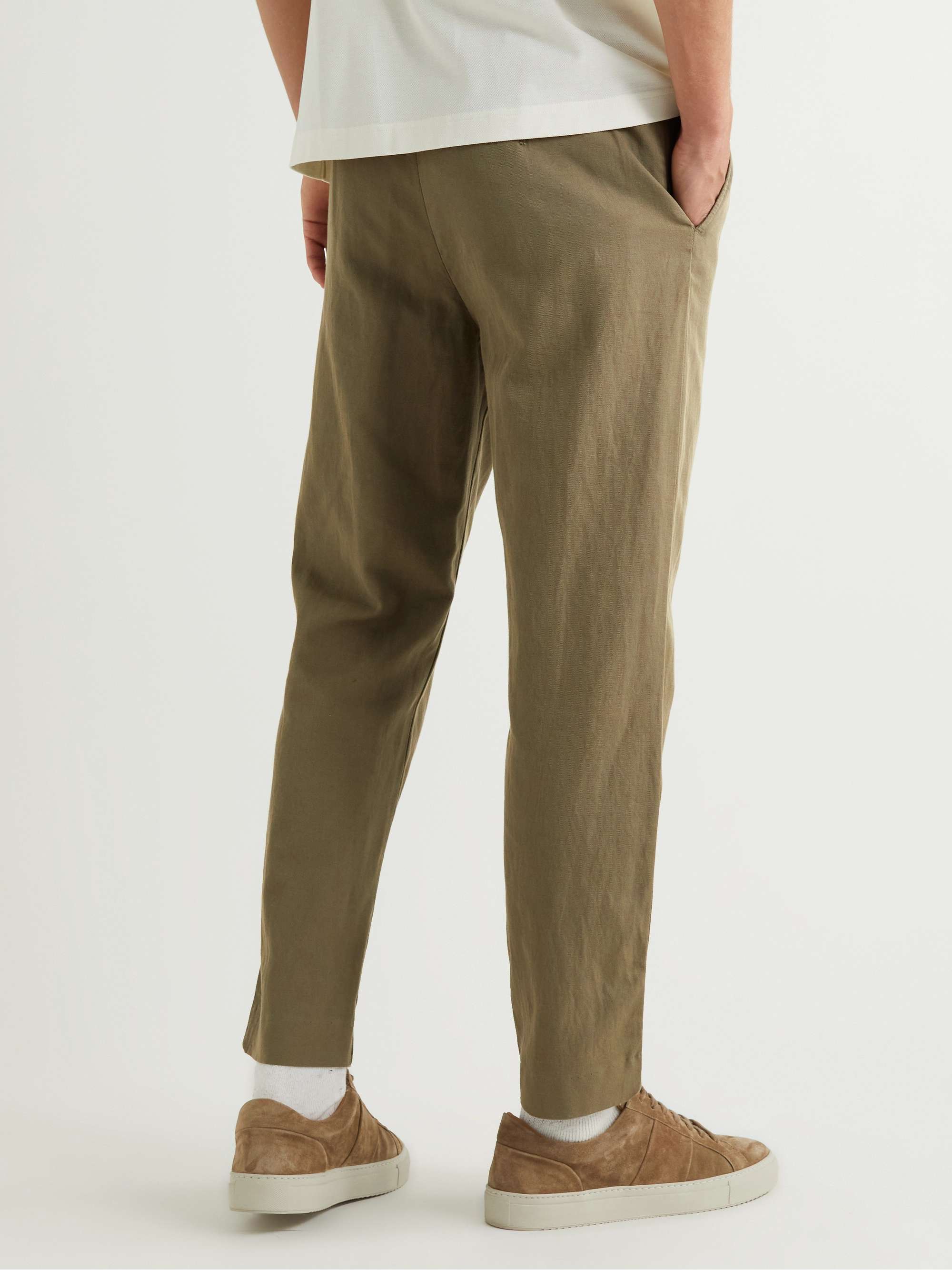 MR P. Cotton and Linen-Blend Twill Drawstring Trousers