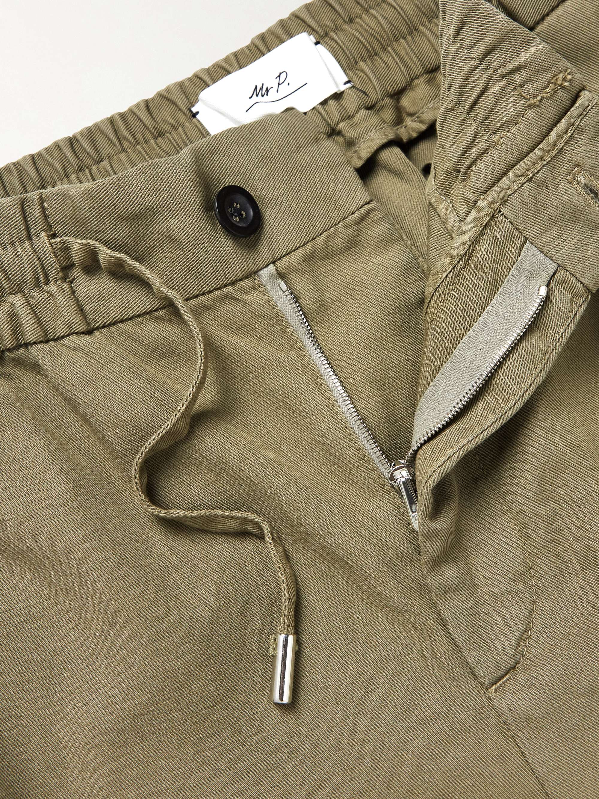 MR P. Cotton and Linen-Blend Twill Drawstring Trousers