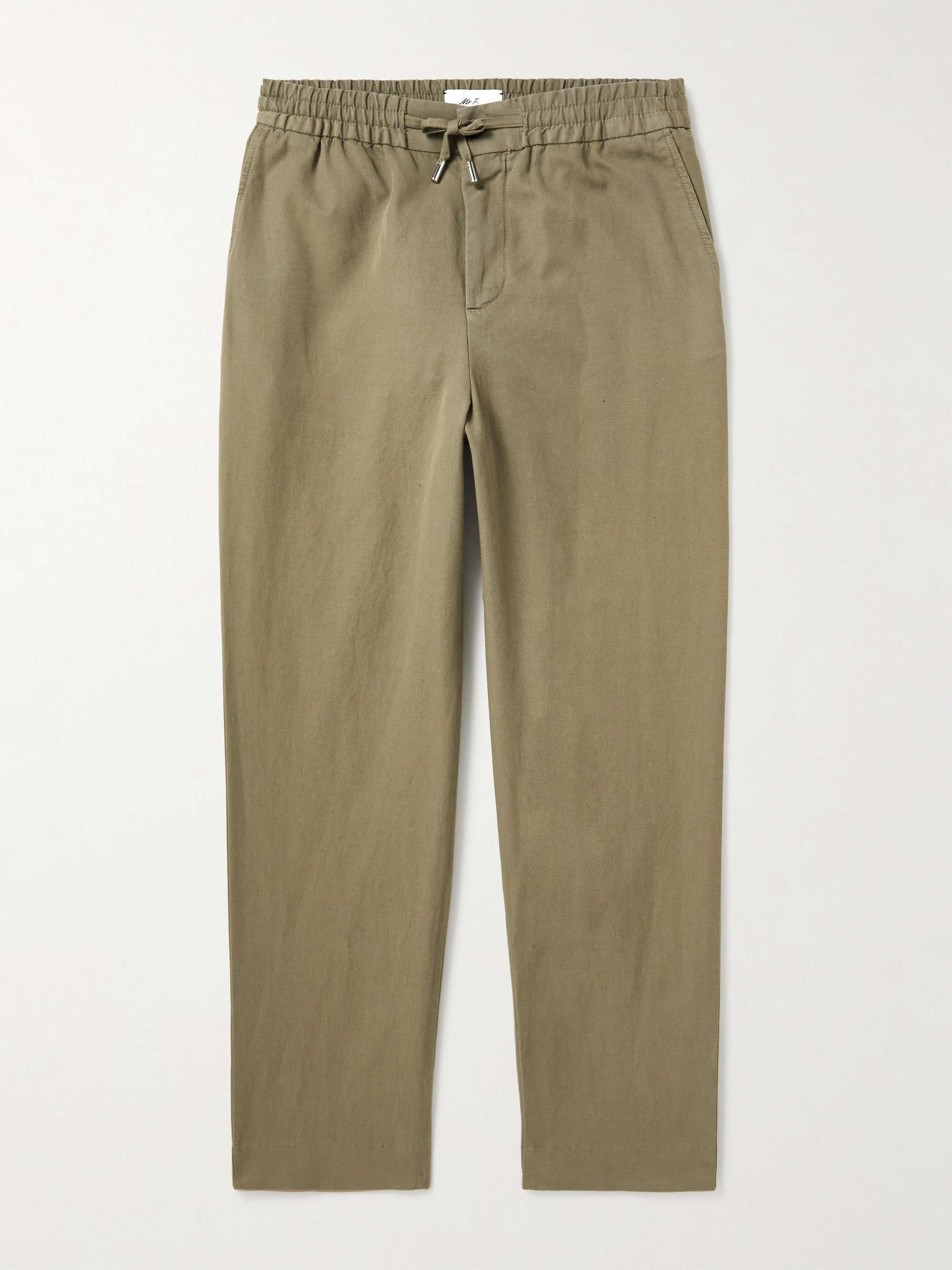 MR P. Cotton and Linen-Blend Twill Drawstring Trousers
