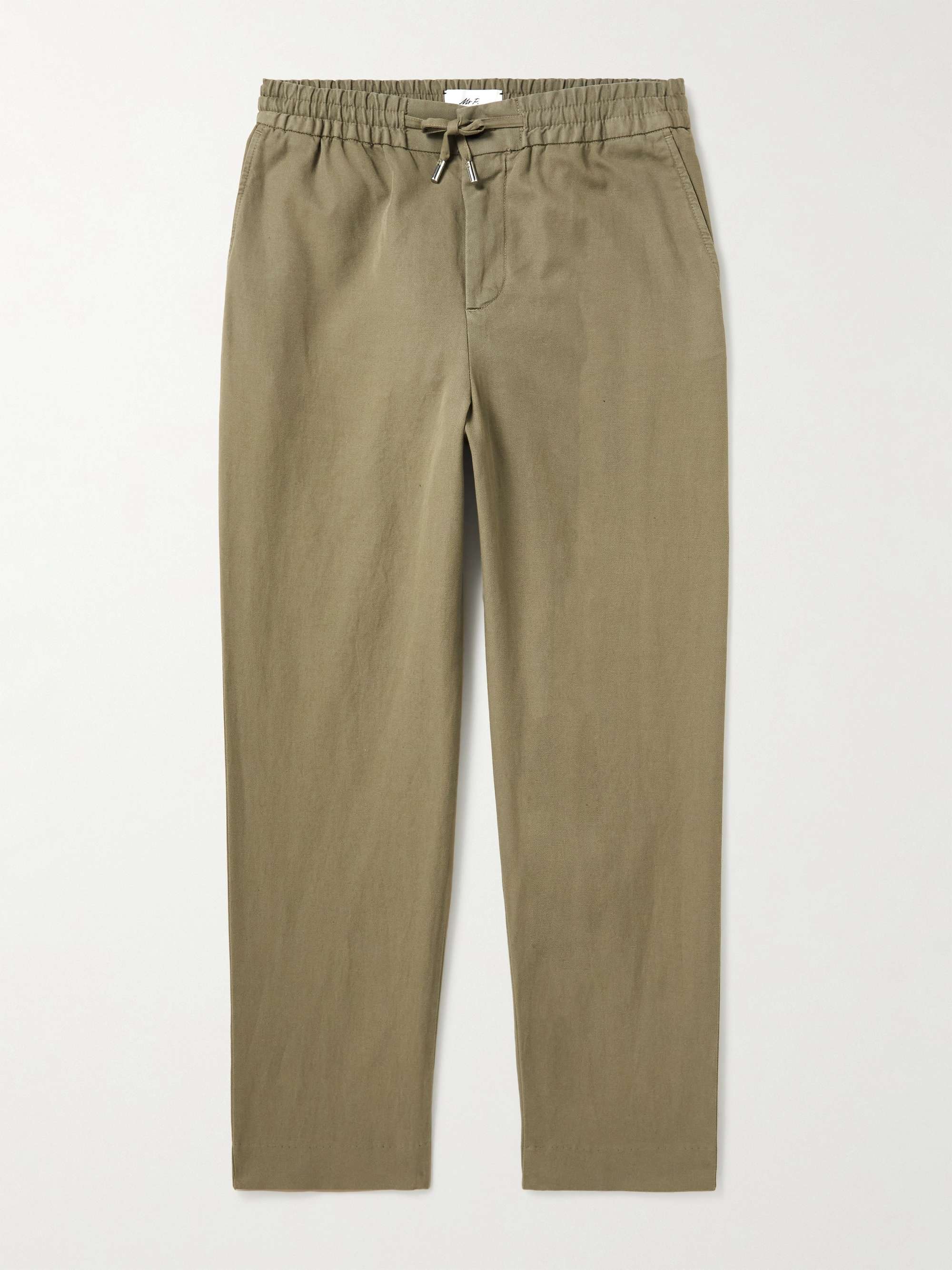 Cotton Linen Grey Plain Flat Front Casual Trouser