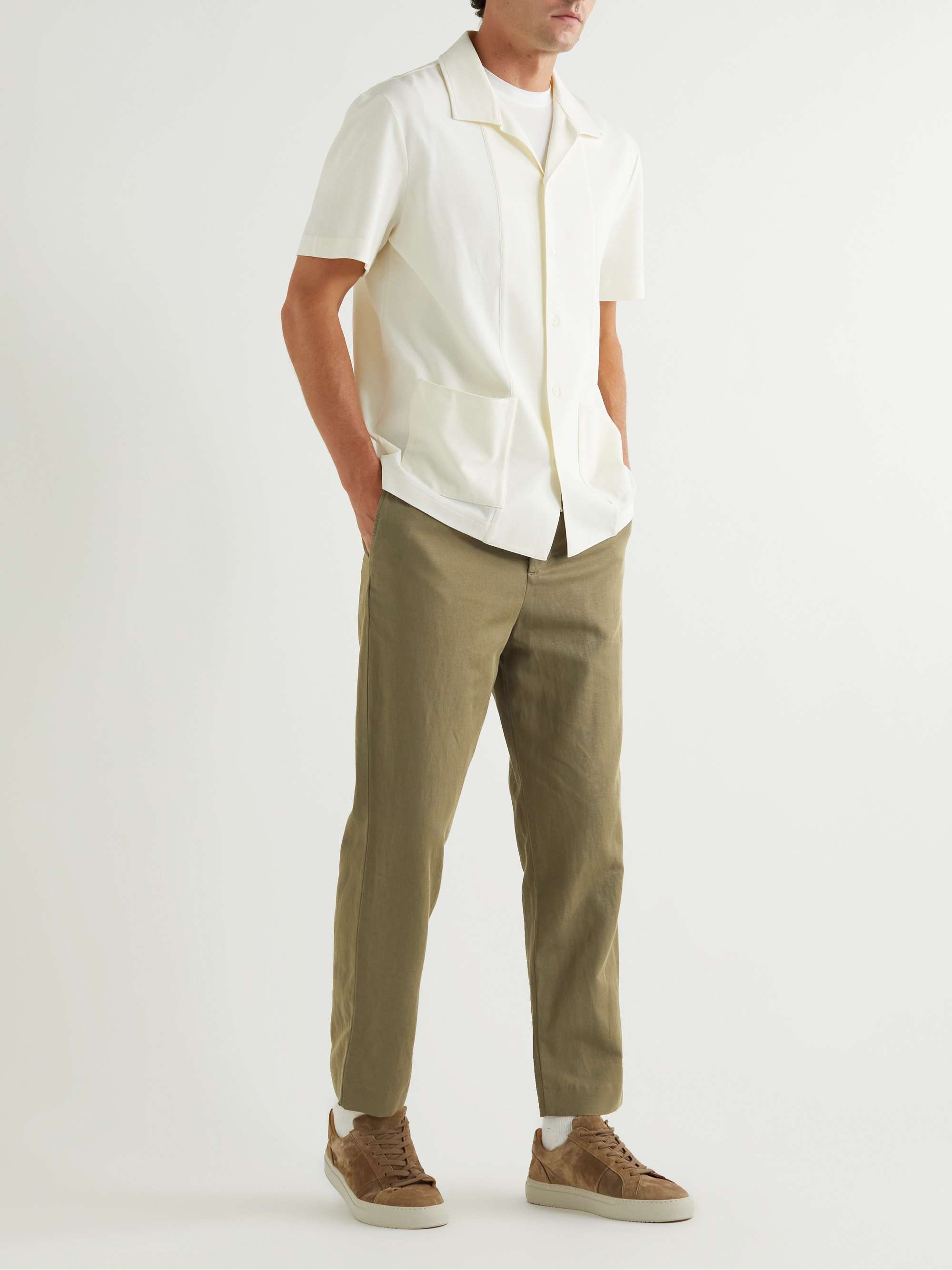 MR P. Cotton and Linen-Blend Twill Drawstring Trousers