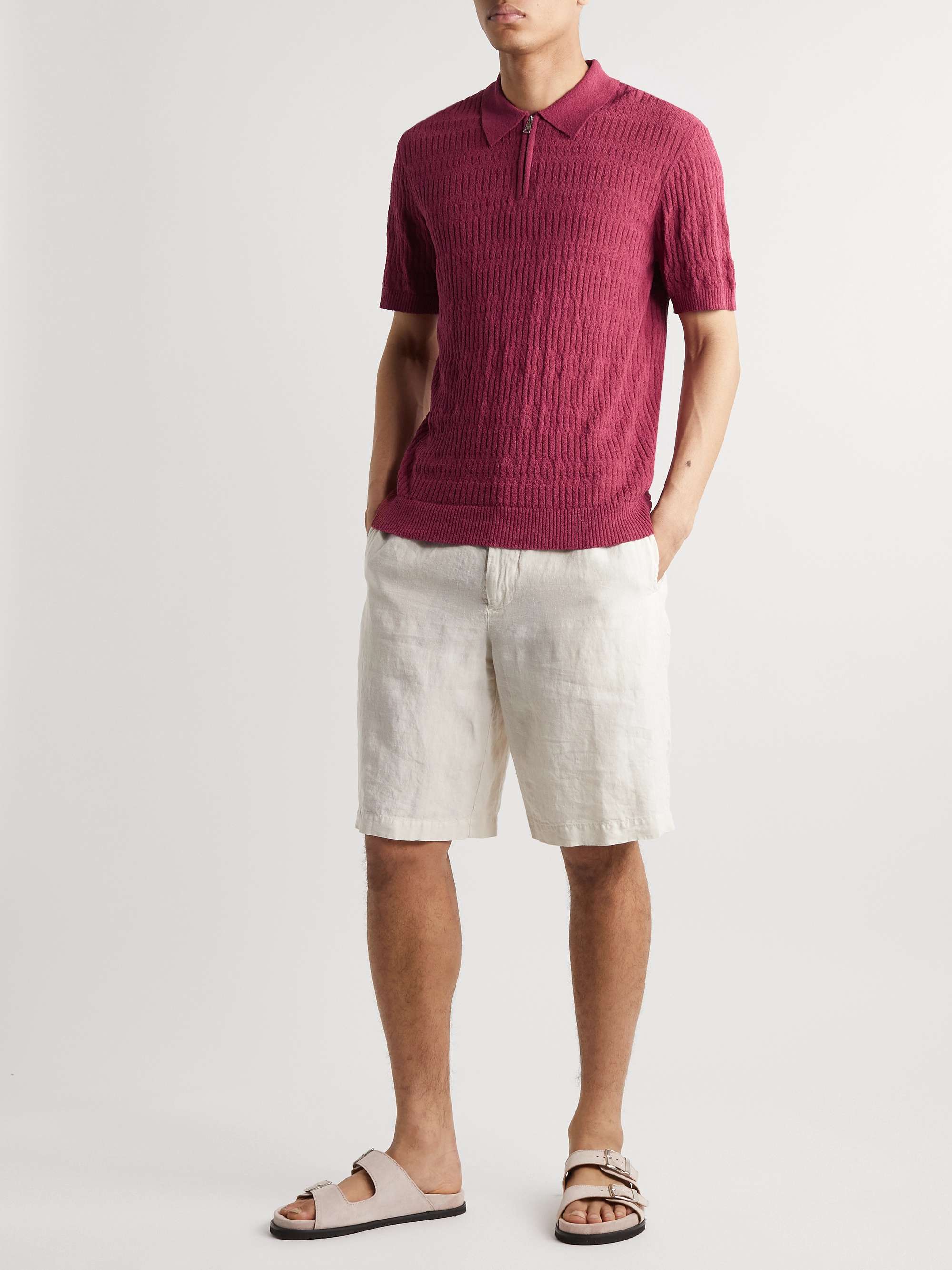 MR P. PointelleKnit CottonBlend HalfZip Polo Shirt for Men MR PORTER