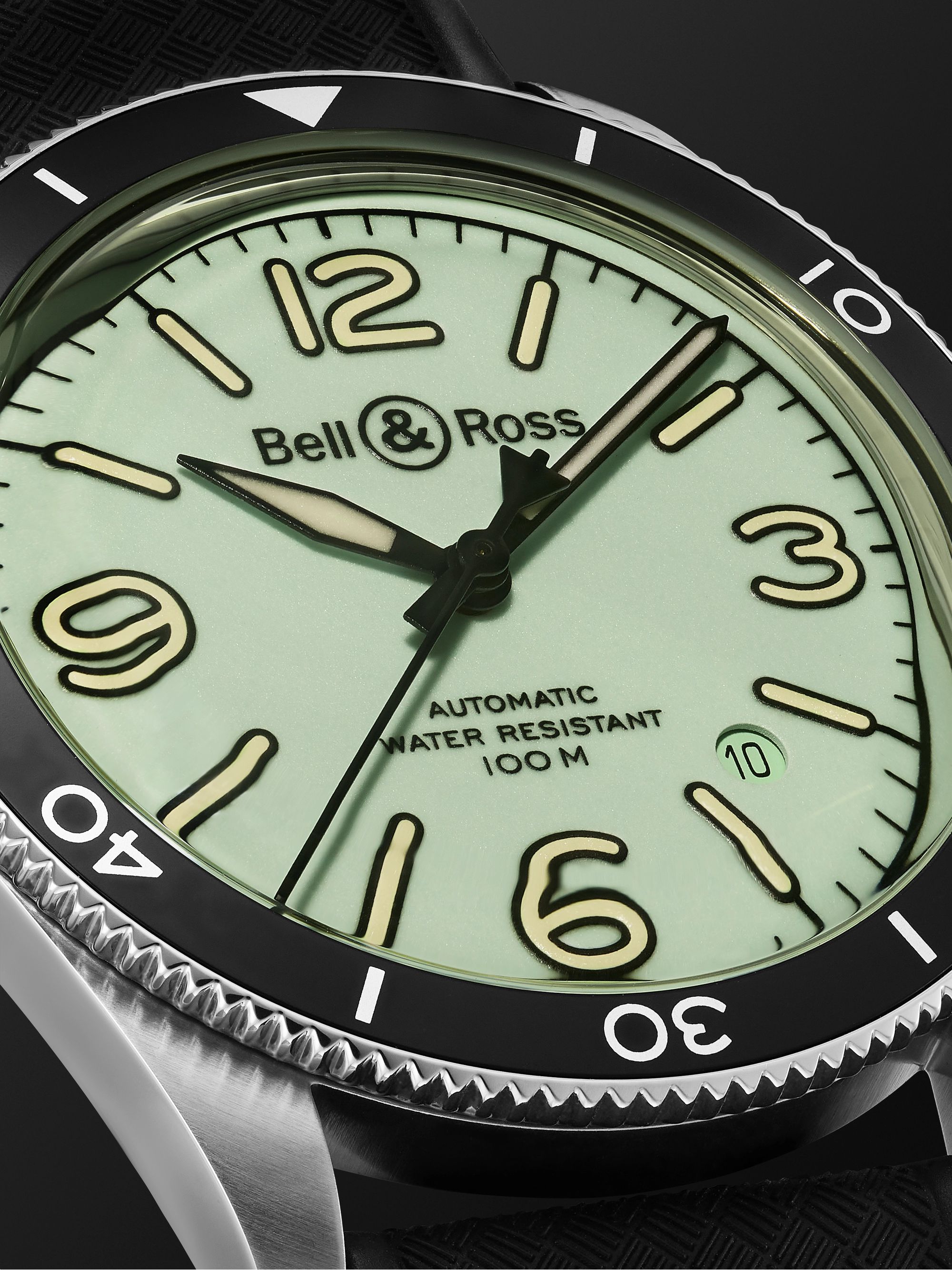 BELL & ROSS BR V2-92 Full Lum Limited Edition Automatic 41mm Stainless Steel and Rubber Watch, Ref. No. BRV292-LUM-ST/SRB