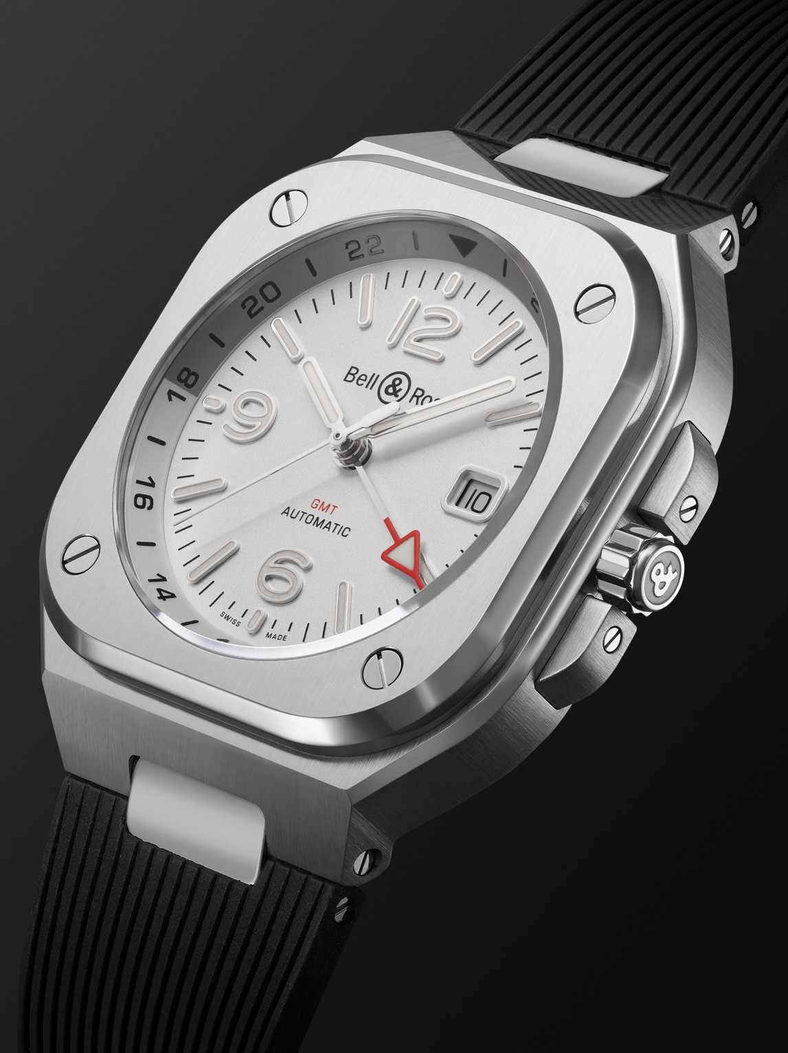  Bell & Ross - Br 05 Automatic Gmt 41mm Stainless Steel And Rubber Watch, Ref. No. Br05g-si-st/srb Bu23nov - Men - White 