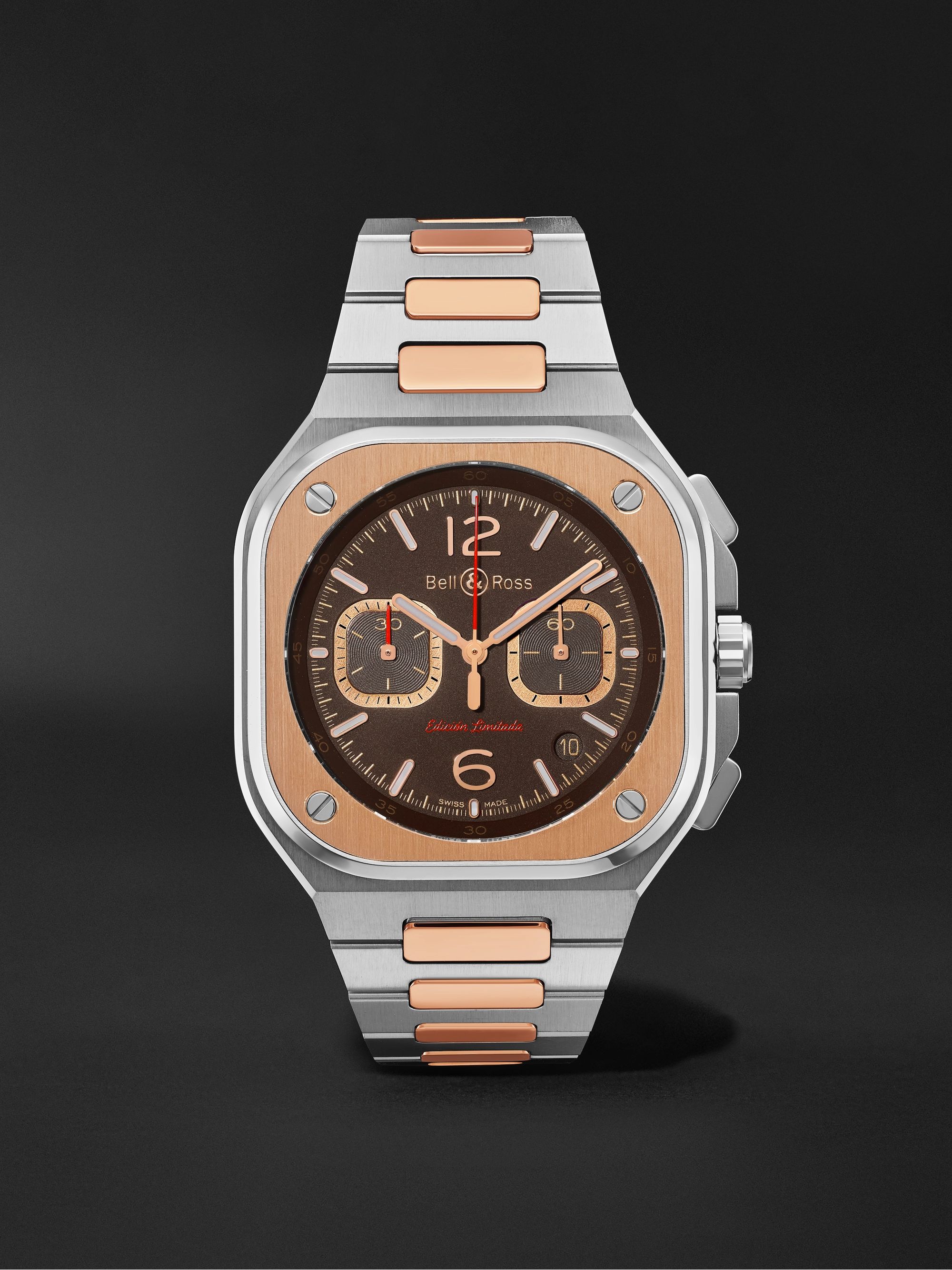 BELL & ROSS BR 05 Limited Edition Automatic Chronograph 42mm Stainless Steel and Rose Gold Watch, Ref. No. BR05C-LDA/SSG