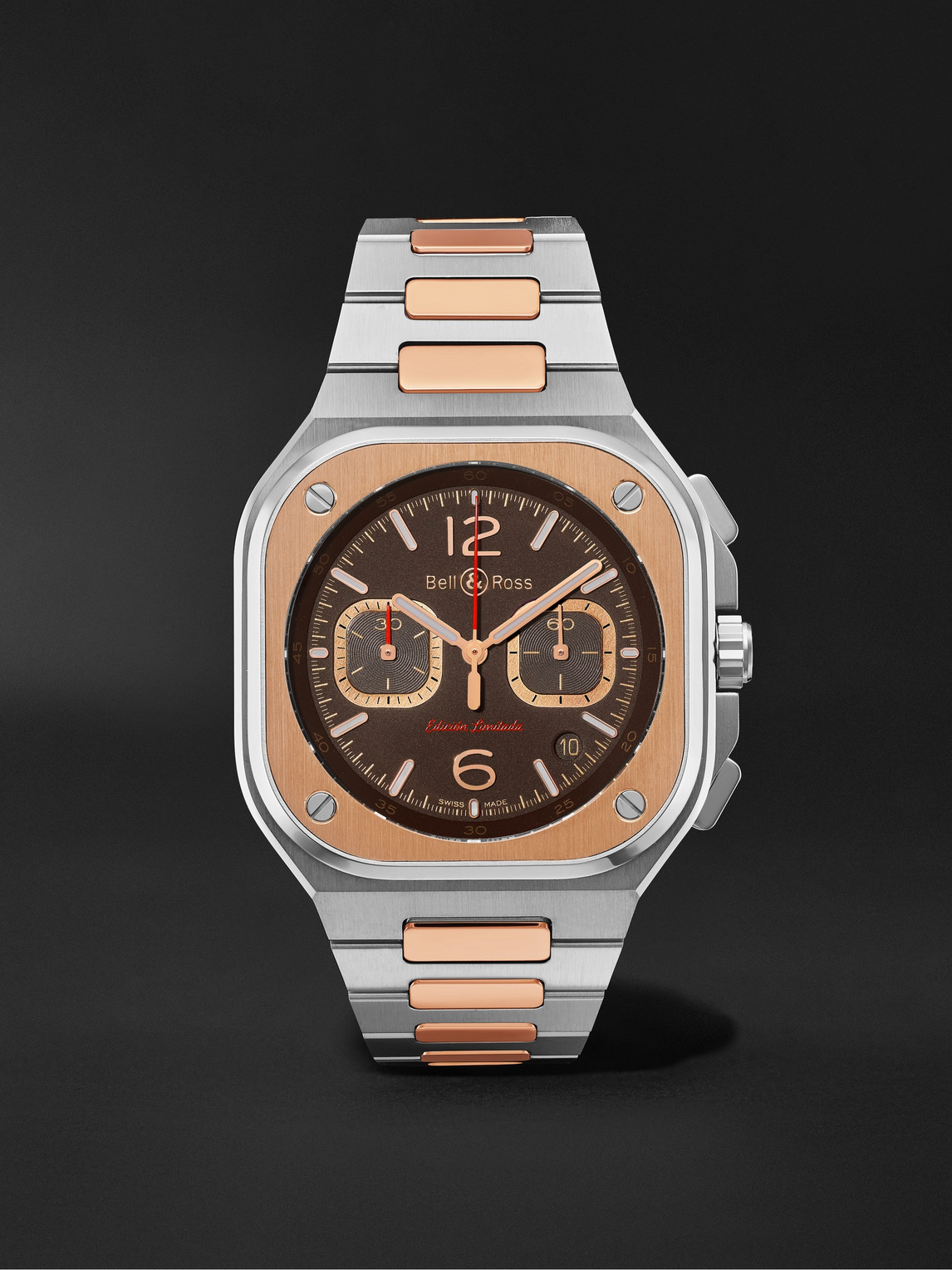 Bell & Ross - BR 05 Limited Edition Automatic Chronograph 42mm Stainless Steel and Rose Gold Watch, Ref. No. BR05C-LDA/SSG - Men - Brown