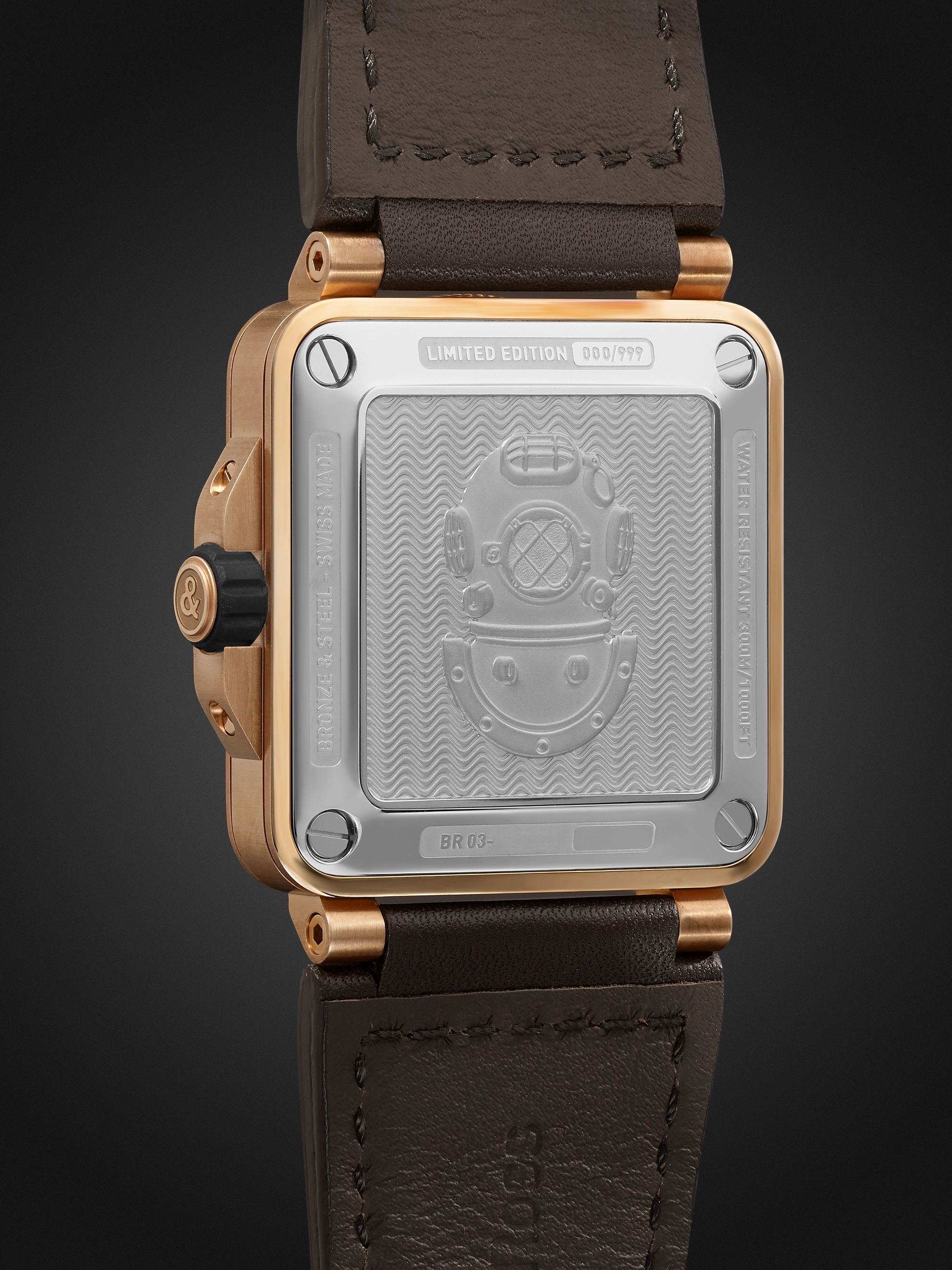 BELL & ROSS BR 03-92 Diver Limited Edition Automatic 42mm Bronze and Leather Watch, Ref.No R0392-D-BR-BR/SCA