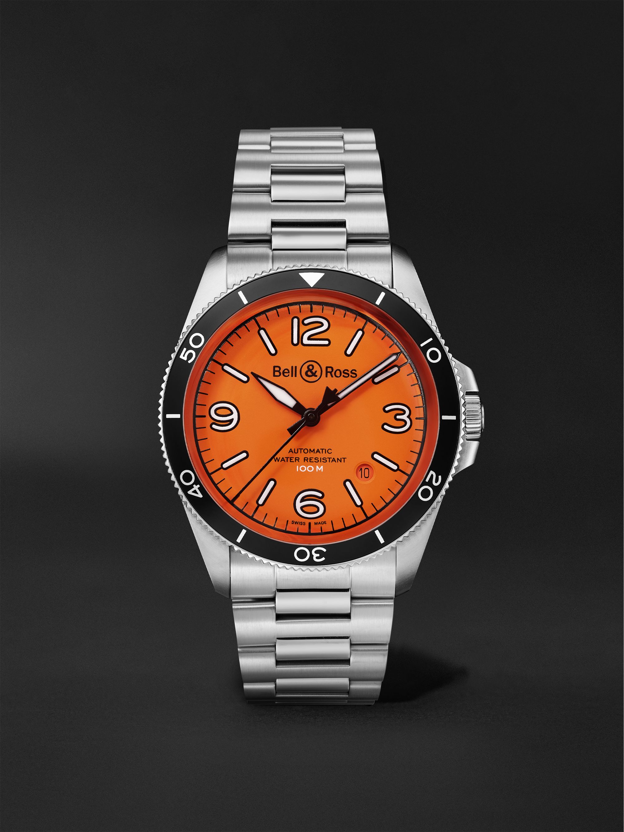 BELL & ROSS BR V2-92 Orange Limited Edition Automatic 41mm Stainless Steel Watch, Ref. No. BRV292-O-ST/SST