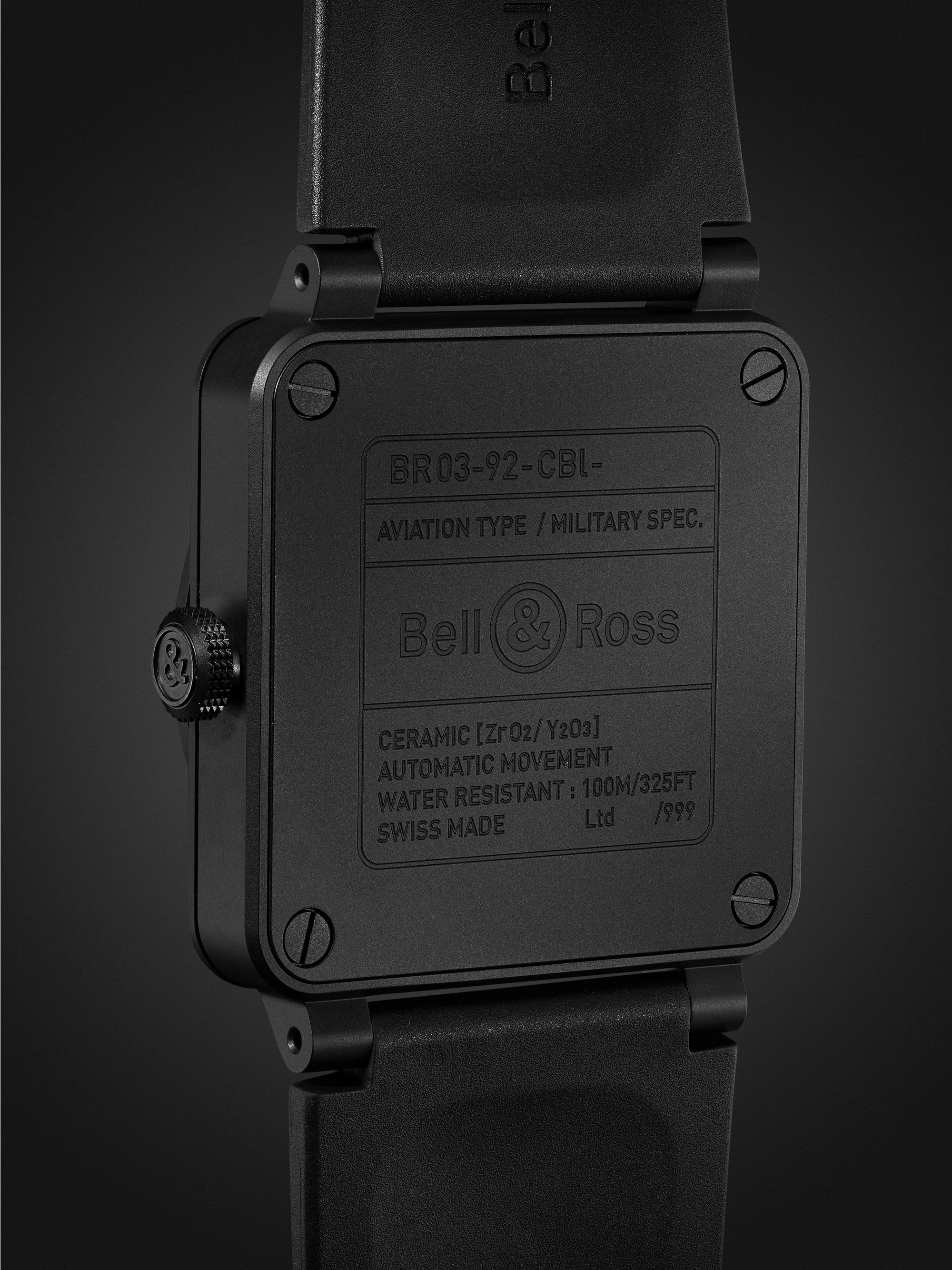 BELL & ROSS BR 03-92 Radiocompass Limited Edition Automatic 42mm Ceramic and Rubber Watch, Ref. No. BR0392-RCO-CE/SRB