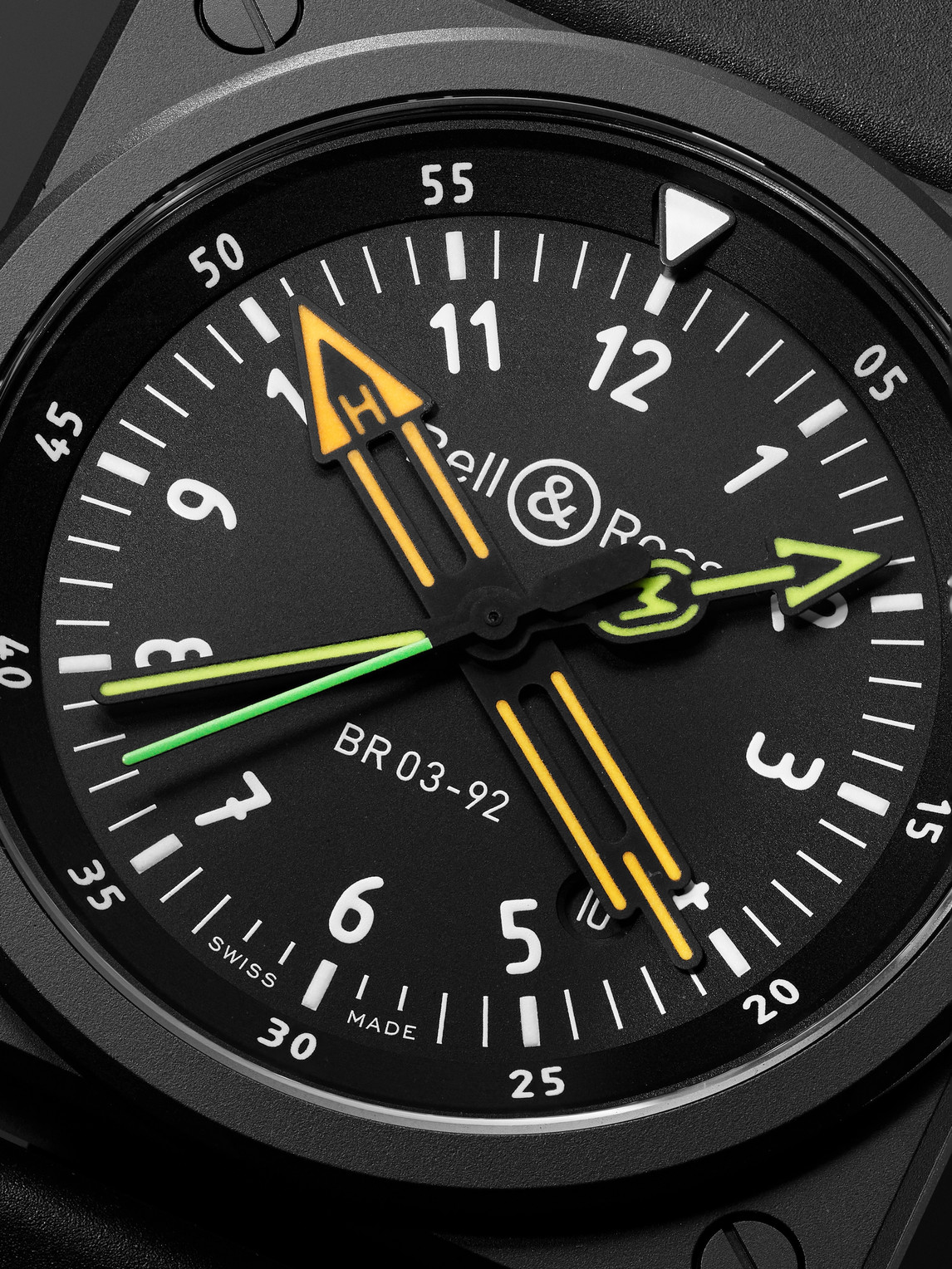 Shop Bell & Ross Br 03-92 Radiocompass Limited Edition Automatic 42mm Ceramic And Rubber Watch, Ref. No. Br0392-rco-c In Black