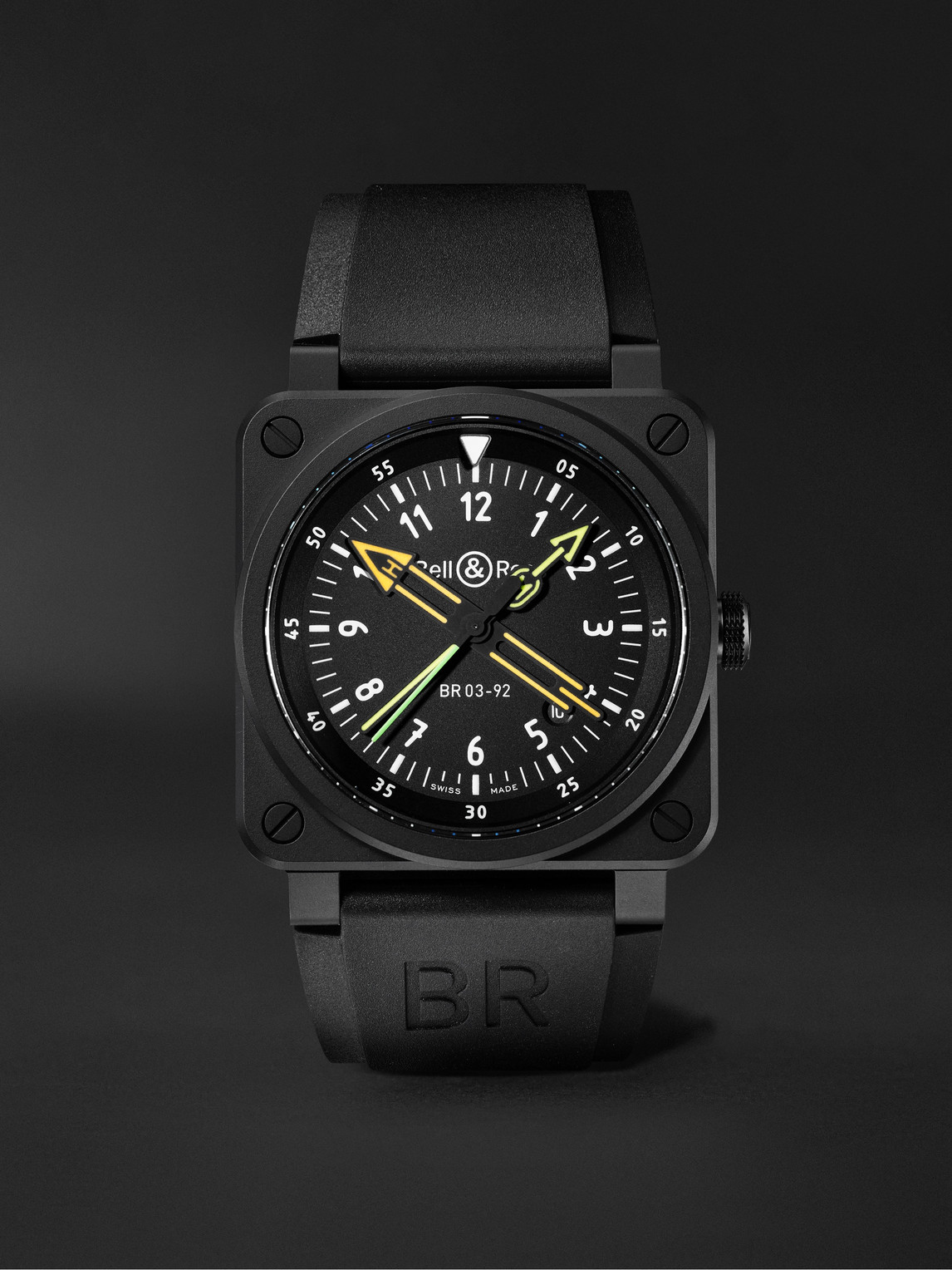 Bell & Ross BR 03-92 Radiocompass Limited Edition Automatic 42mm Ceramic and Rubber Watch, Ref. No. BR0392-RCO-CE/SRB - Men