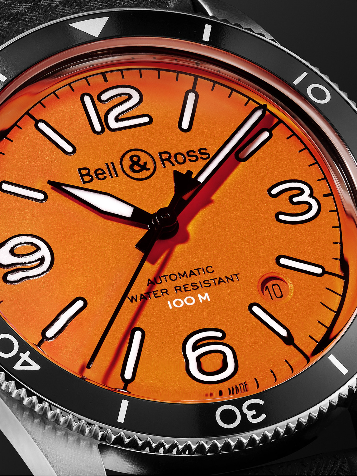 Shop Bell & Ross Br V2-92 Orange Limited Edition Automatic 41mm Stainless Steel And Rubber Watch, Ref.no. Brv292-o-st