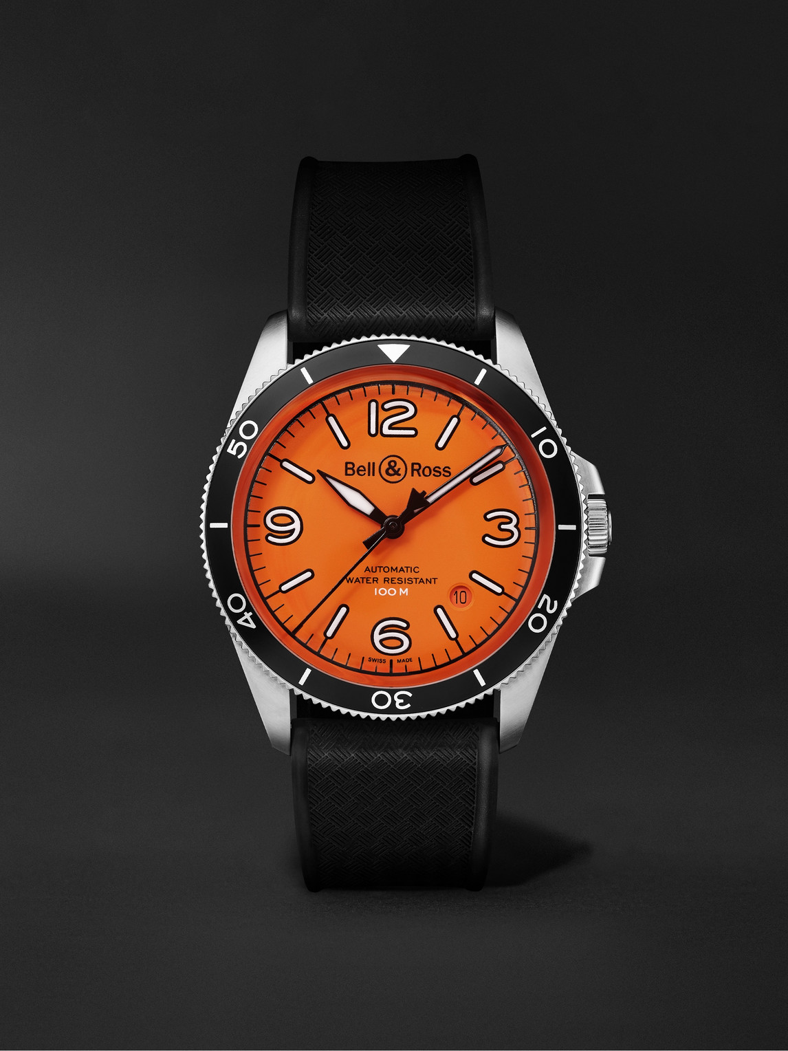 Bell & Ross Br V2-92 Orange Limited Edition Automatic 41mm Stainless Steel And Rubber Watch, Ref.no. Brv292-o-st